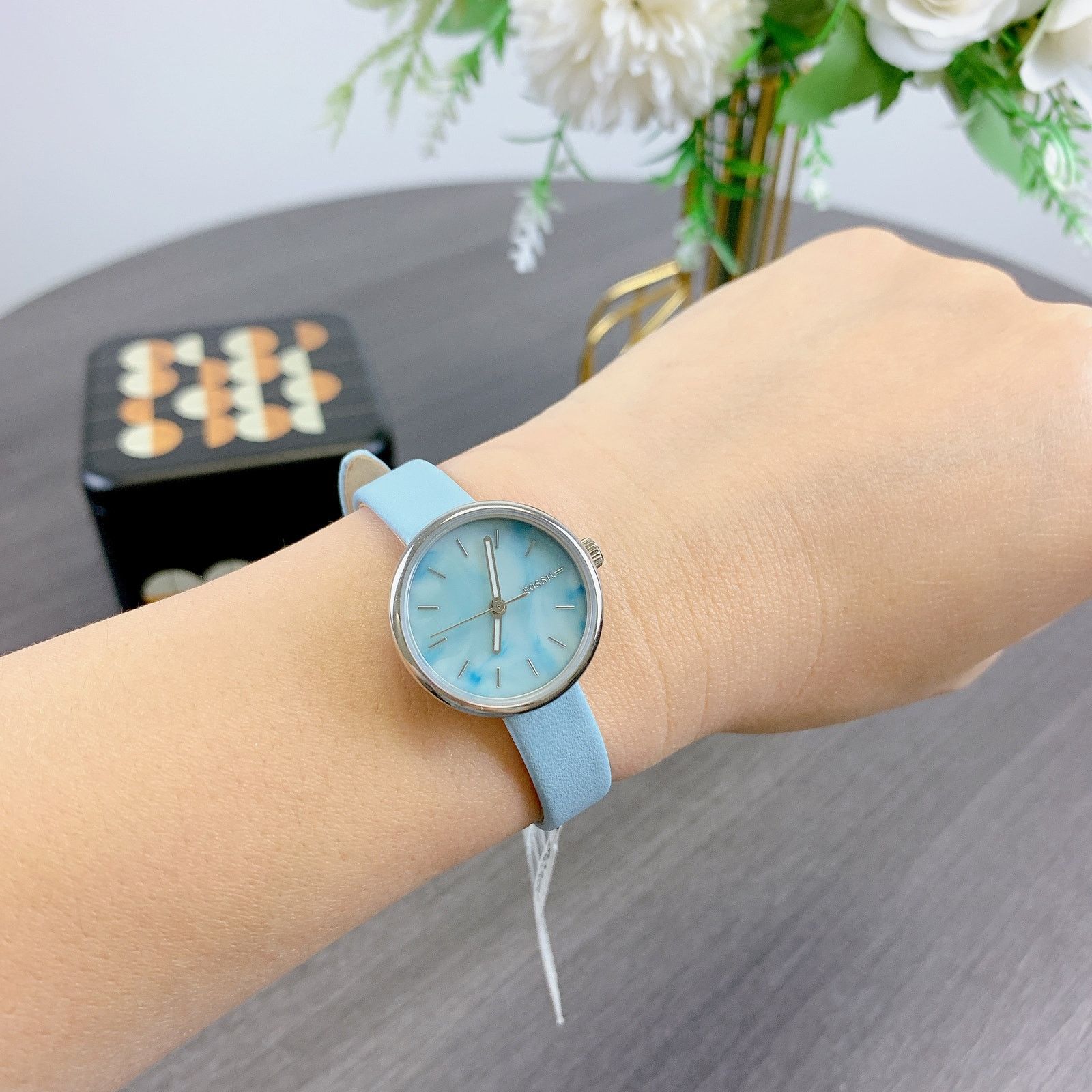 Fossil Fossil BQ3493 Tillie Mini Three-hand Aqua Leather Watch Size ONE SIZE - 1 Thumbnail