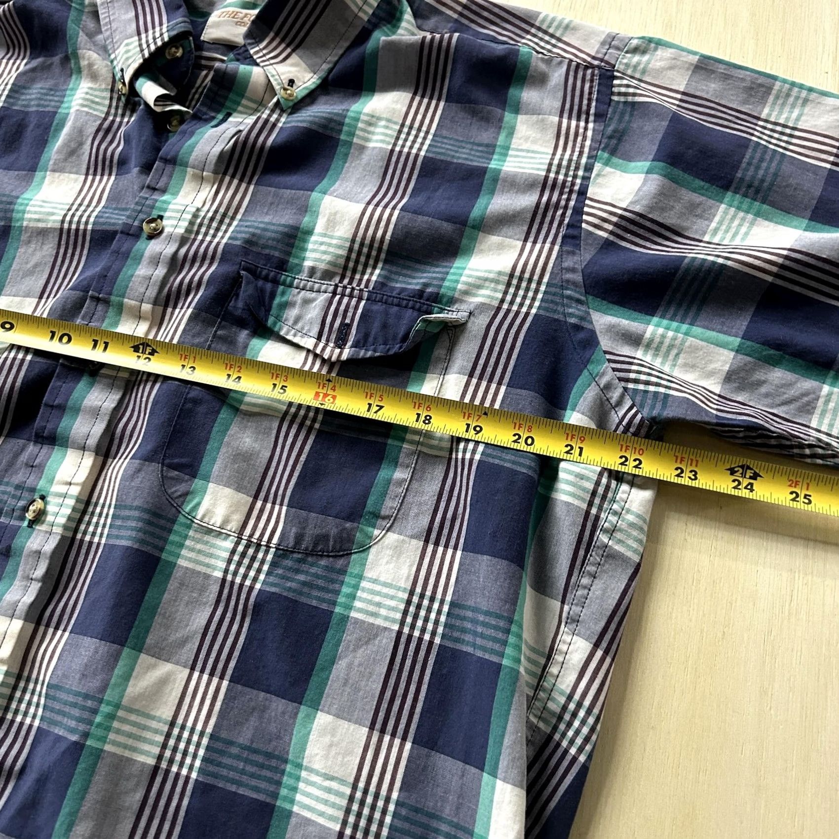 Vintage VINTAGE The Fox Collection Shirt Mens LT Blue Plaid Short Sleeve Button Up Size US L / EU 52-54 / 3 - 3 Thumbnail