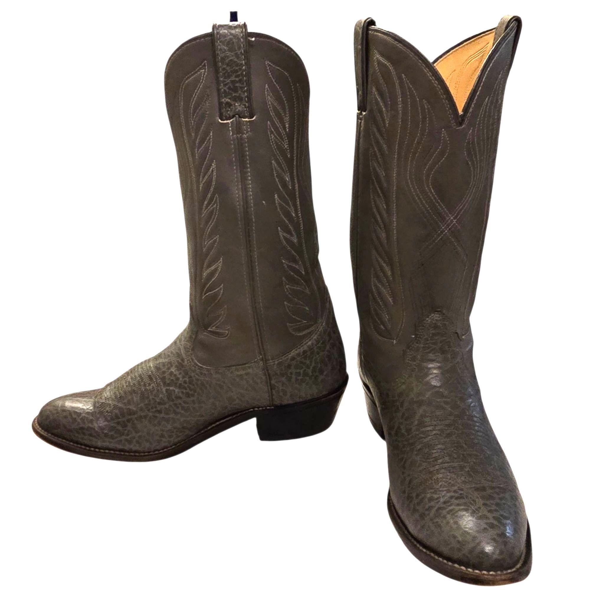 Other Gray Leather Cowboy Boots Vintage Mens 11 B Narrow Width Cou Size US 11 / EU 44 - 14 Thumbnail