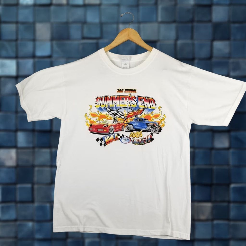 Vintage Corvette T shirt Mens Large White Flames Hot Rod Cars 90s Vintage Graphic Print 2005 Front Neck Round Crewneck Size US L / EU 52-54 / 3 - 1 Thumbnail