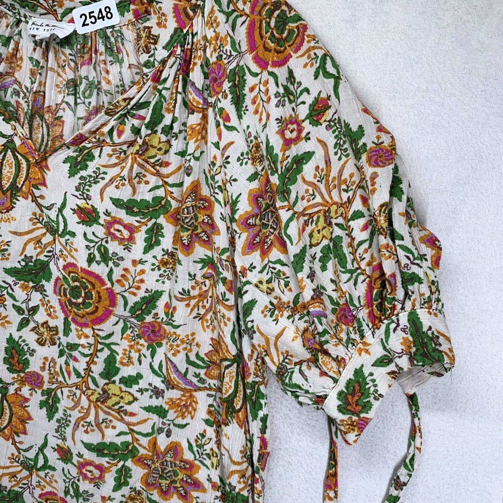 Nicole Miller VINTAGE Nicole Miller Women's Blouse S Floral Peasant Boho V Neck 3/4 Sleeve Rayon Size S / US 4 / IT 40 - 6 Thumbnail