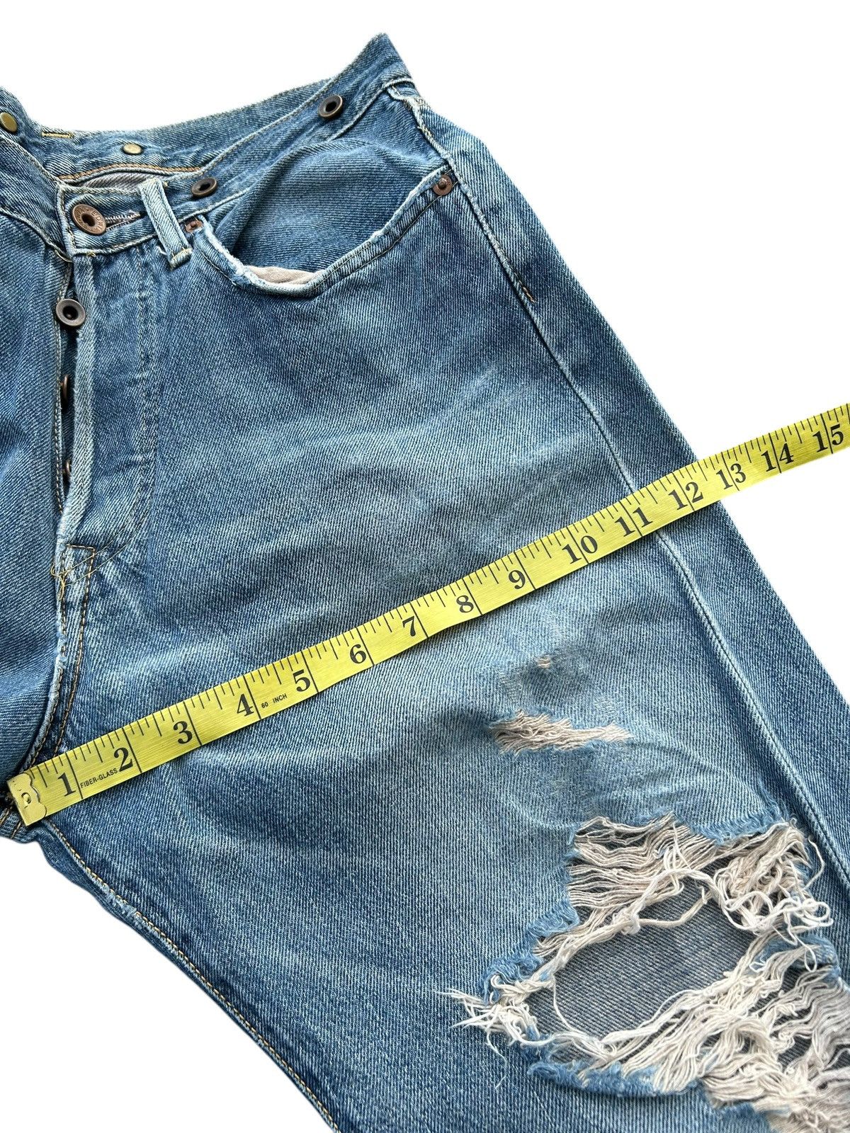 Japanese Brand × Kapital × Vintage Edwin Selvedge Buckle Back Distressed Denim Jeans Size US 29 - 18 Thumbnail