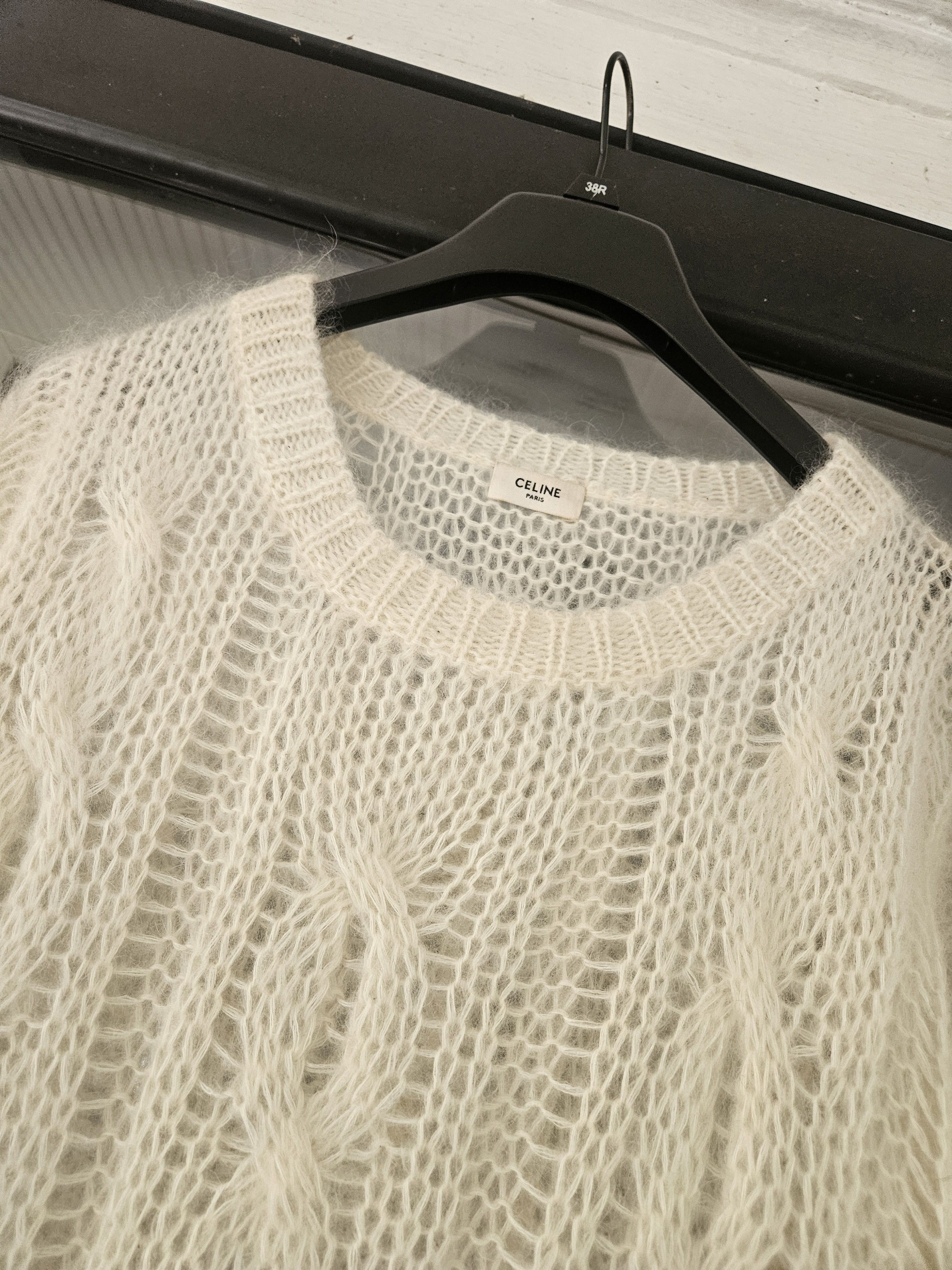 Celine Hedi Aran Runway Mohair Cable Knit Sweater Size US M / EU 48-50 / 2 - 2 Thumbnail