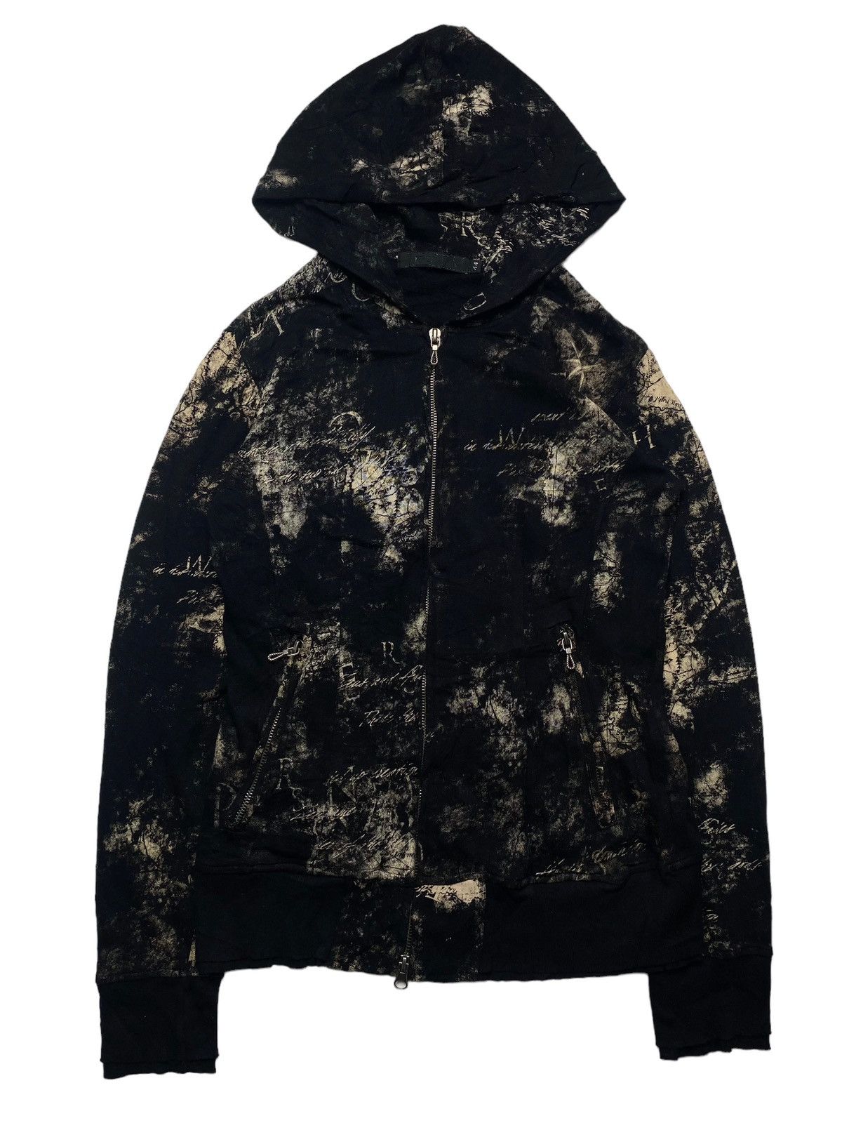 image of 14Th Addiction x Gostar De Fuga 2000S Fuga - Spilled Dyed Zip Hoodie in Black, Men's (Size Medium)