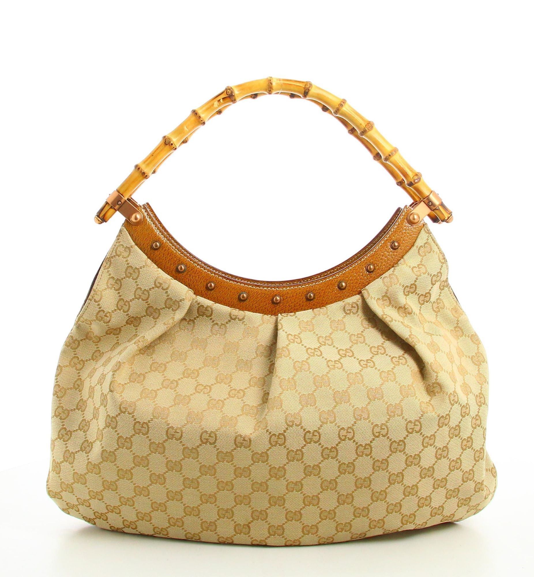 image of Gucci Monogram Beige Handbag in Brown, Women's