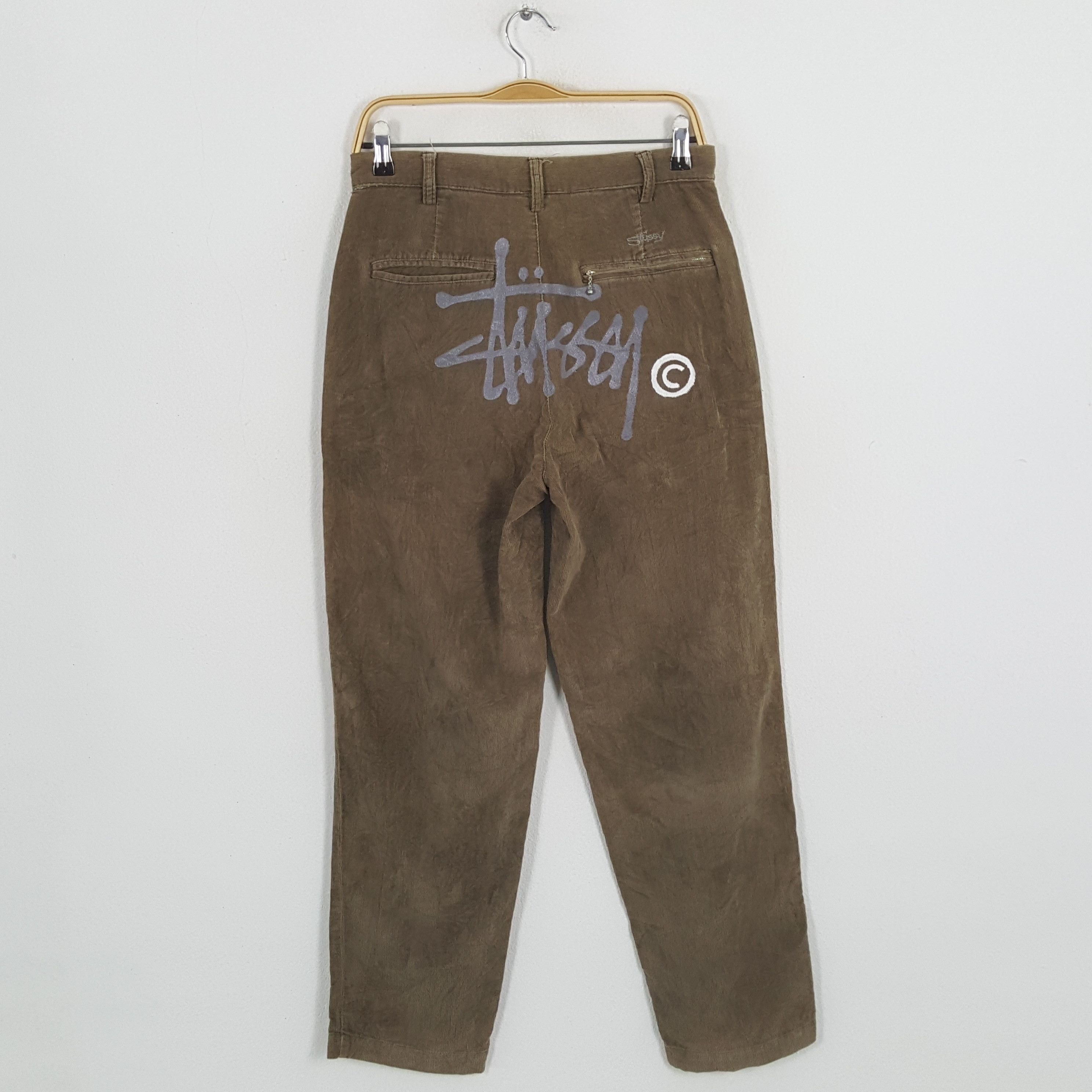 Stussy × Vintage Vintage STUSSY Streetwear Skateboard Style Velvet Pants Size US 29 - 1 Thumbnail