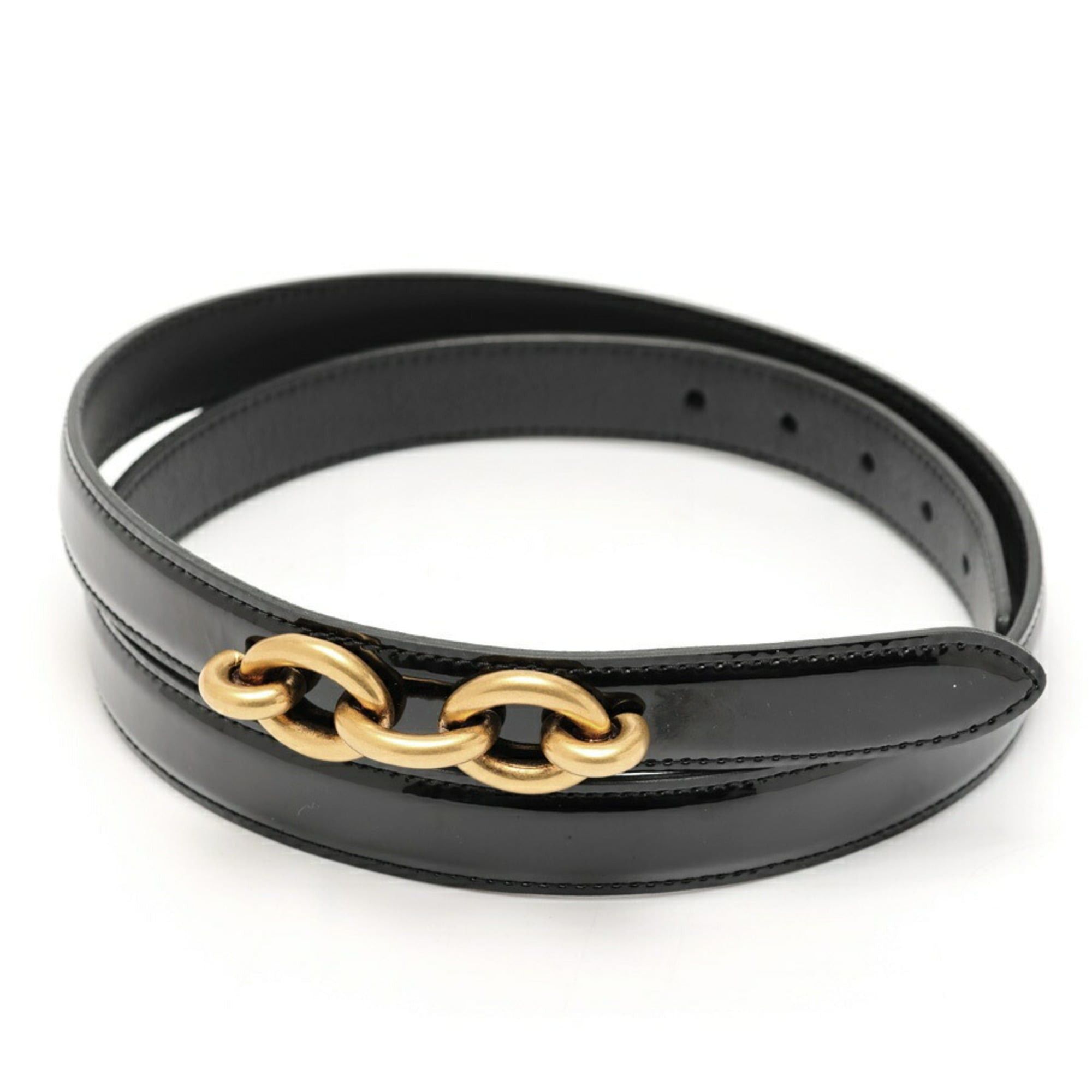 Saint Laurent Maillon Belt 652221 Patent Leather Black #75 S-159735
