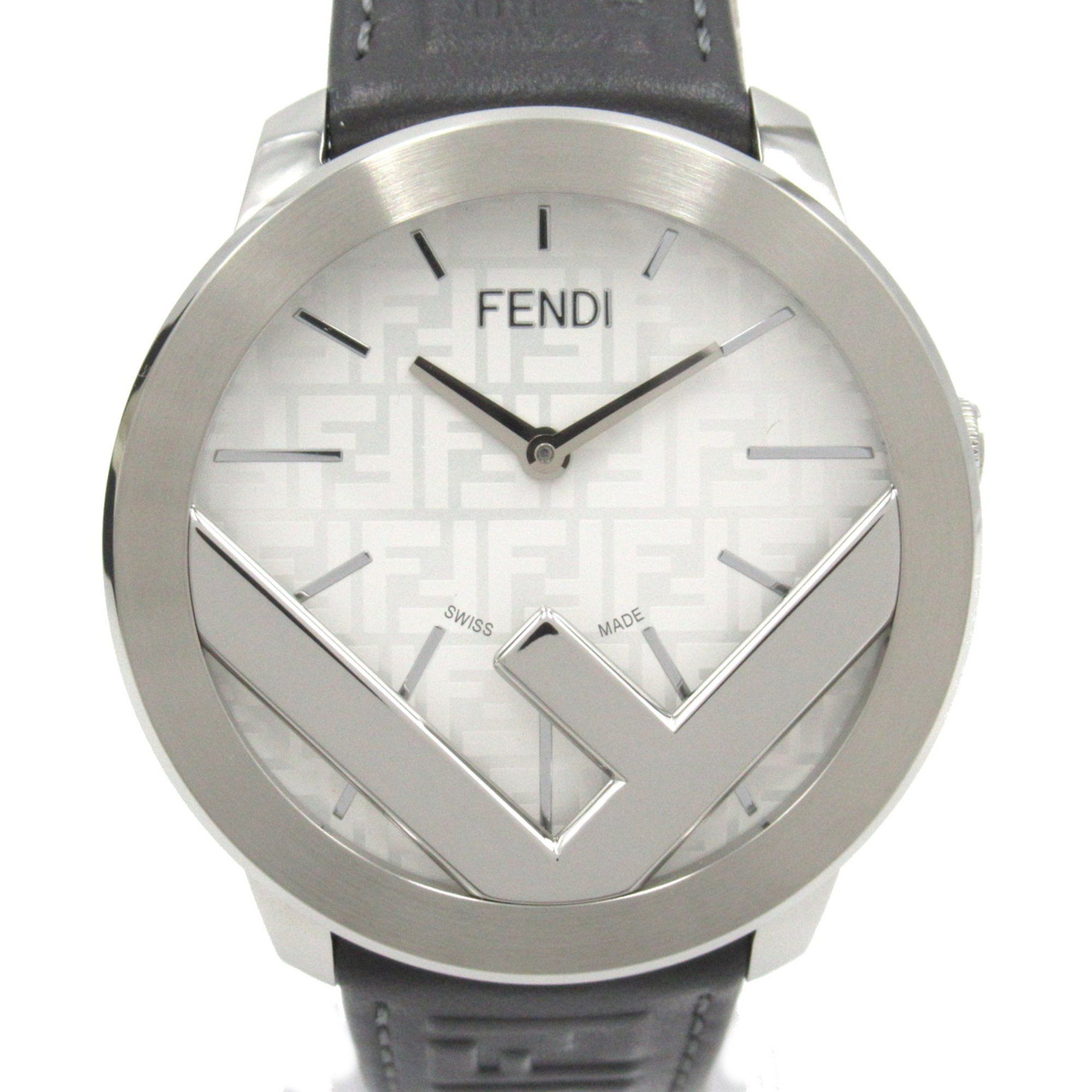 image of Fendi Ehuise Fendi Wrist Watch Fow972A17Of0Cc1 Quartz Gray Silver Stainless Steel Leather Fow972A17