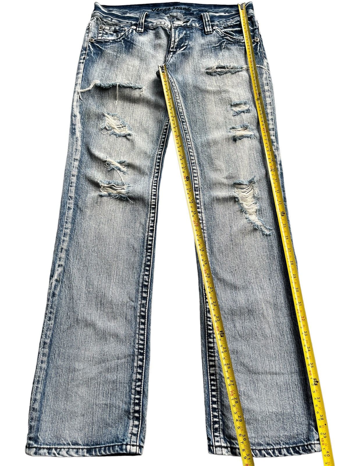 Japanese Brand Vintage Japanese Blue Way Distressed Sky Bomber Style Jean Size US 32 / EU 48 - 12 Thumbnail