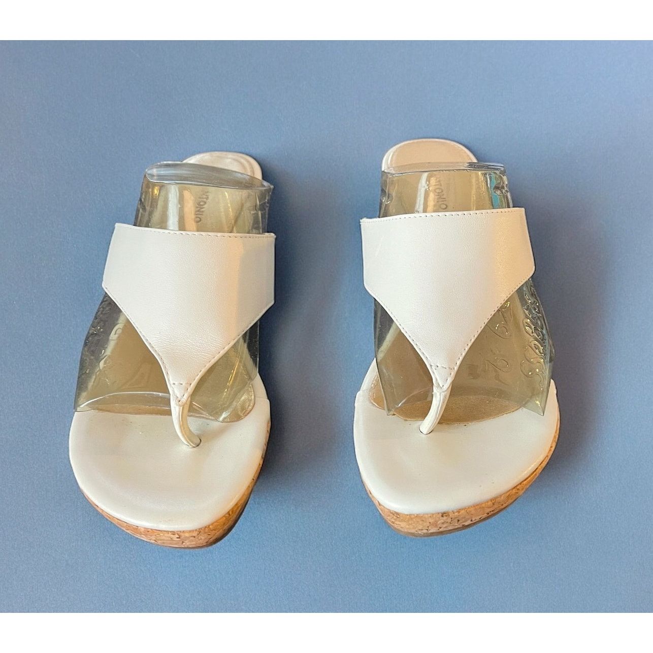 Antonio Melani Shoes Slides Sandals Wedges White Size 6.5, Women's