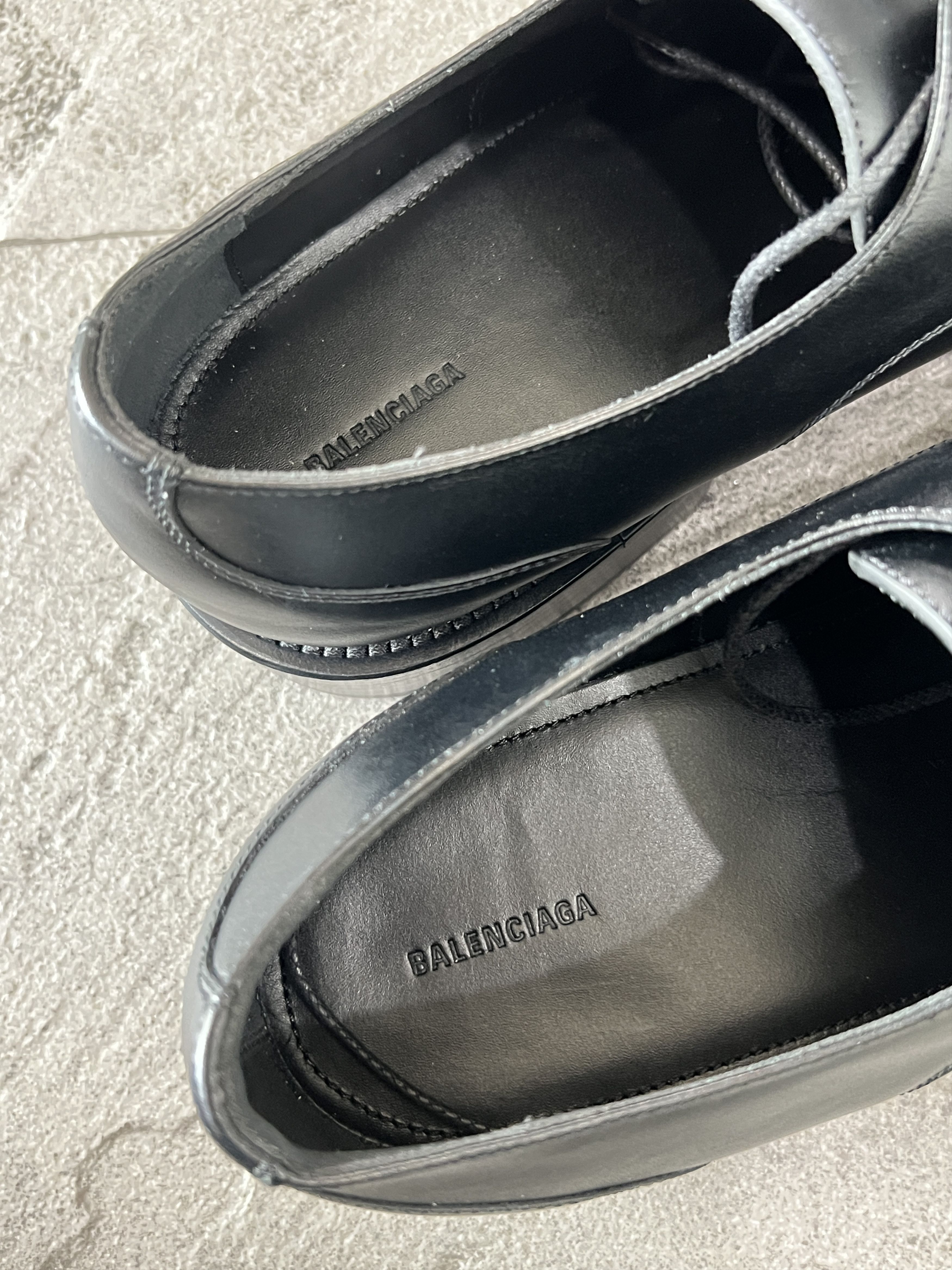 Balenciaga Balenciaga Black Leather Derby Shoes Logo Sole 43 Size US 10 / EU 43 - 9 Thumbnail