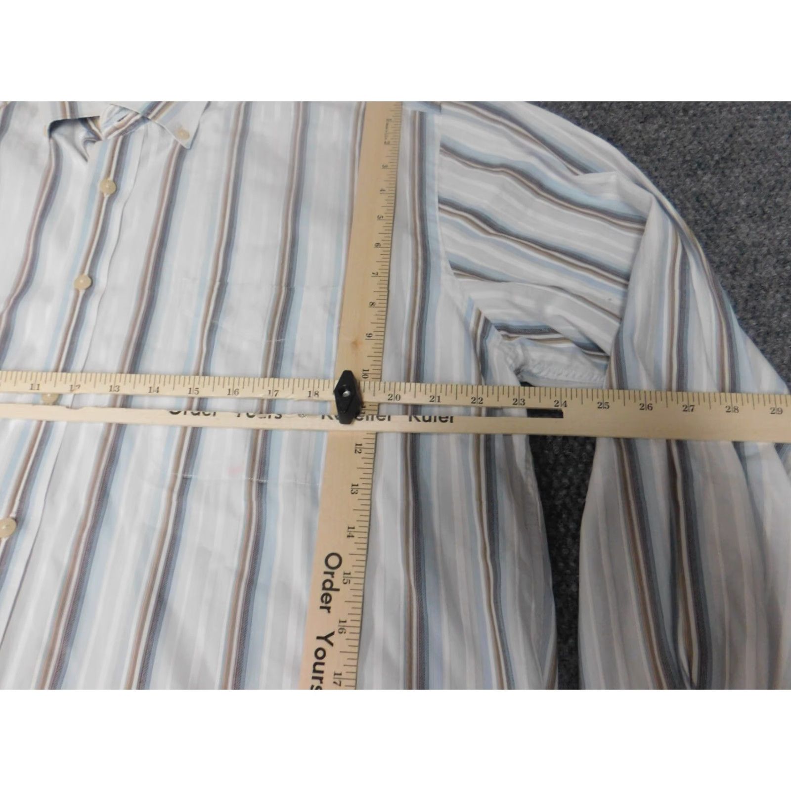 Vintage Alan Flusser Mens Shirt L White Striped Button-Down Long Sleeve Collared Cotton Knit Button-Up Pocket Vintage No Size US L / EU 52-54 / 3 - 5 Thumbnail
