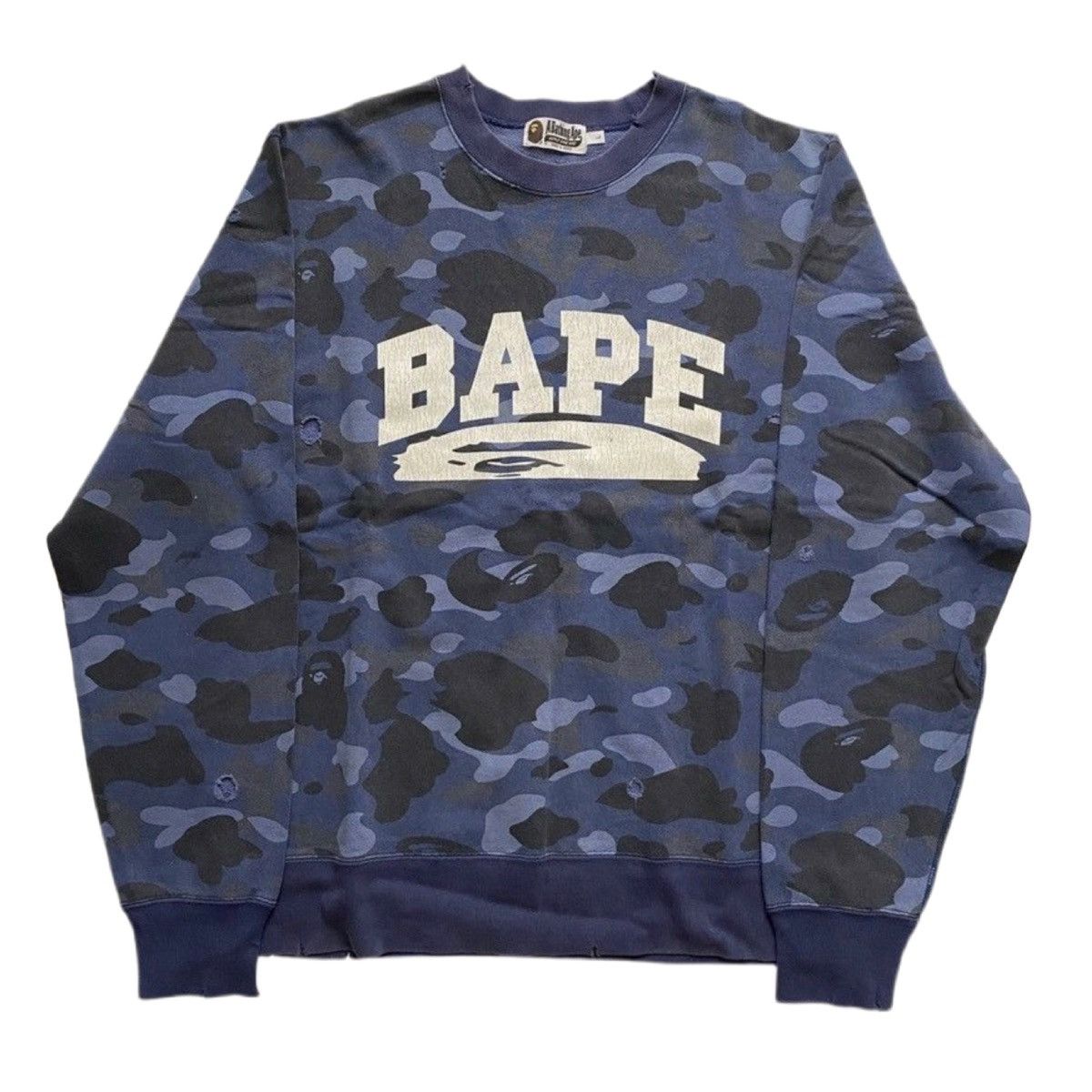 Bape Bape blue camo wash crewneck sweatshirt stk carti yvl Size US L / EU 52-54 / 3 - 1 Thumbnail