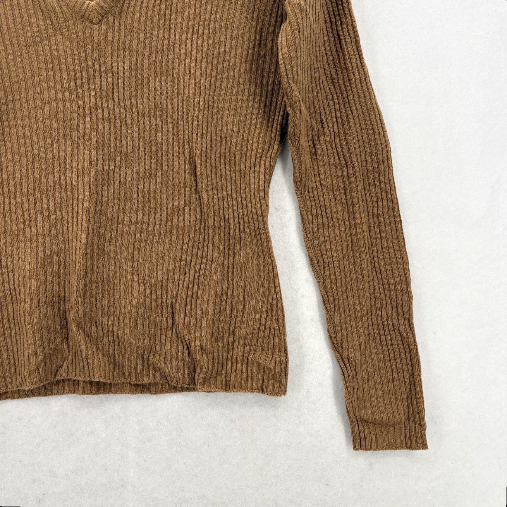 J.Crew VINTAGE J.CREW Sweater Womens Small Brown Cashmere V-Neck Ribbed Knit Pullover Size S / US 4 / IT 40 - 3 Thumbnail