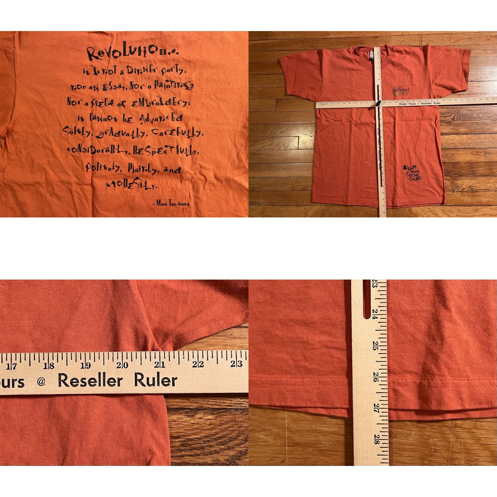 Anvil VINTAGE Jillian's Boston Billiards Mao Tse Tung Quote Shirt Men’s L Orange 90s Size US L / EU 52-54 / 3 - 8 Thumbnail