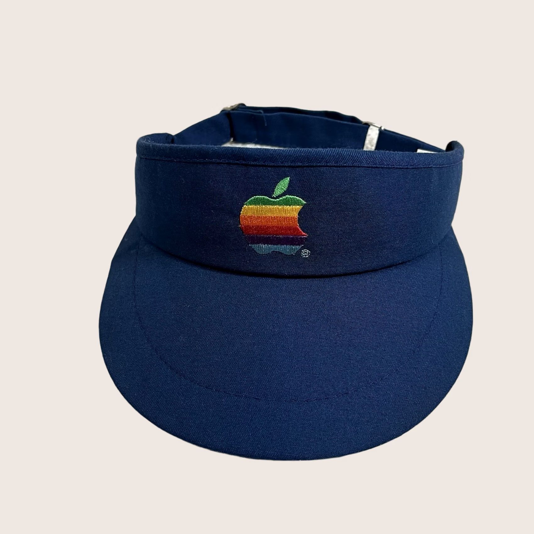 Apple VINTAGE Apple Visor Hat Blue Adjustable One Size Cotton Mens 90s USA Macintosh Size ONE SIZE - 1 Thumbnail