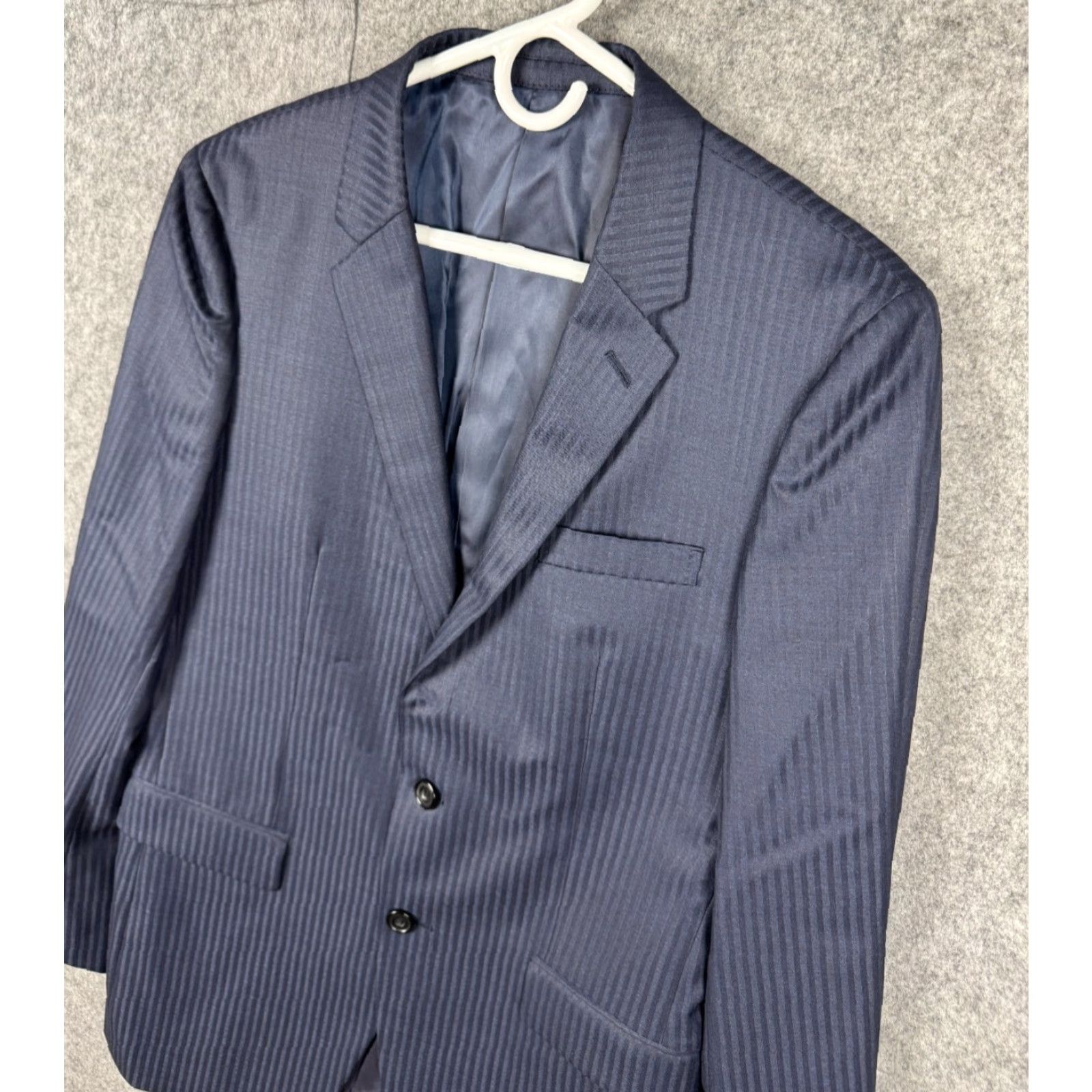 Vintage Takeo Kikuchi Blazer Jacket Men XL Blue Striped Wool Blend 2-Button Japan Size 46R - 3 Thumbnail