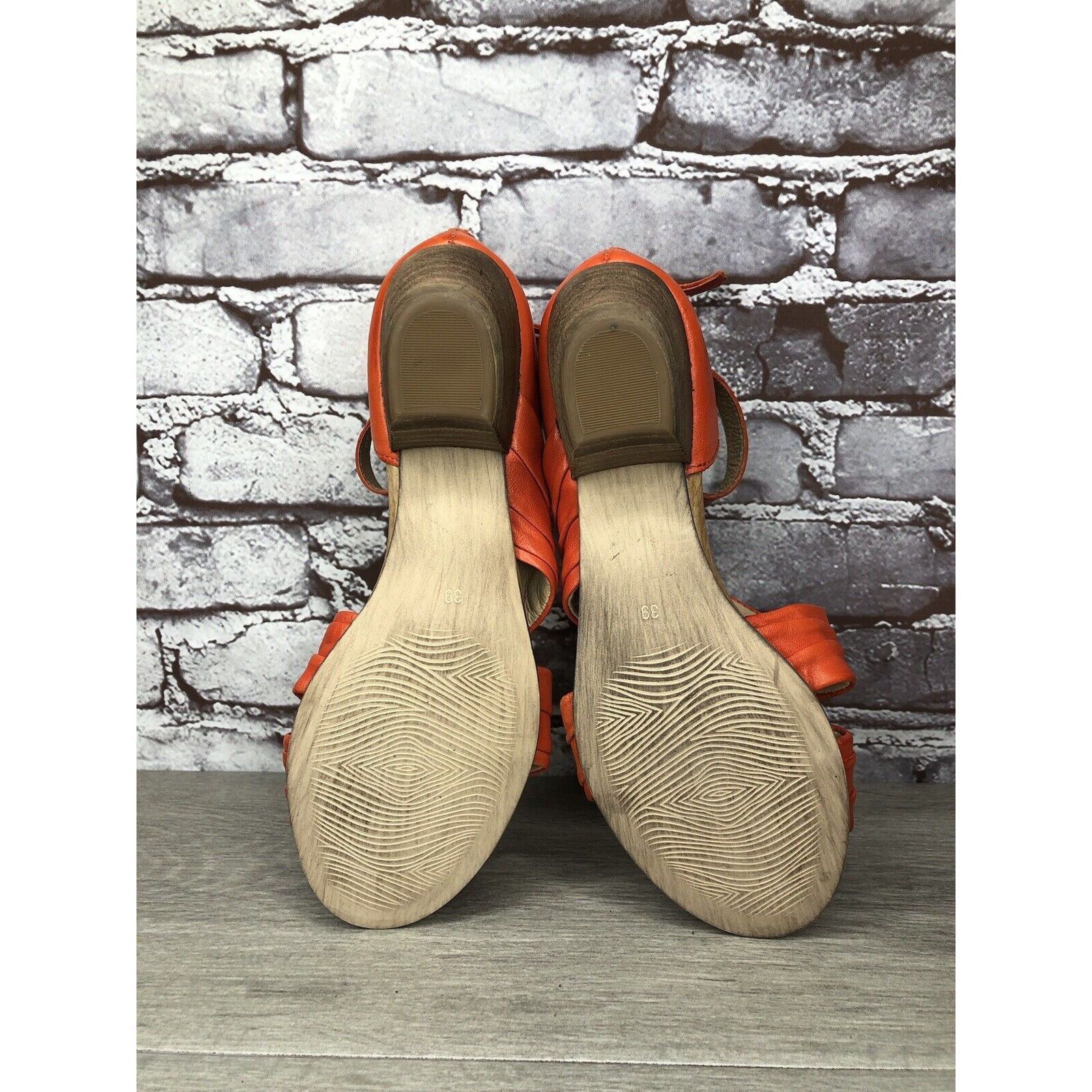 Other Miz Mooz Cassie Orange Leather Ankle Strap Heeled Sandals Wo Size US 8.5 / IT 38.5 - 7 Thumbnail