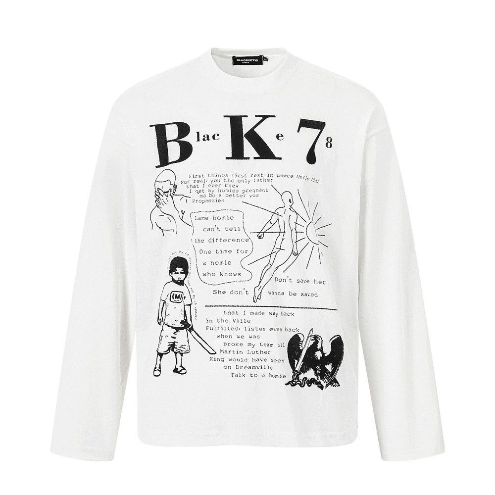 Vintage Men's loose hip-hop character print long-sleeved T-shirt Size US M / EU 48-50 / 2 - 1 Thumbnail