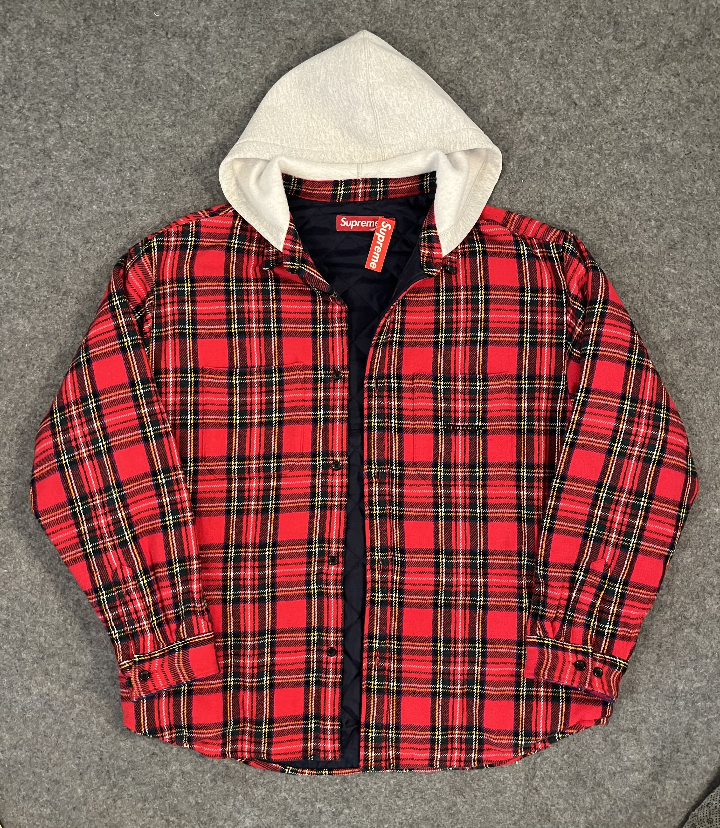 Supreme Supreme Tartan Flannel Hooded Shirt Red (Large) NEW UNWORN Size US L / EU 52-54 / 3 - 2 Thumbnail