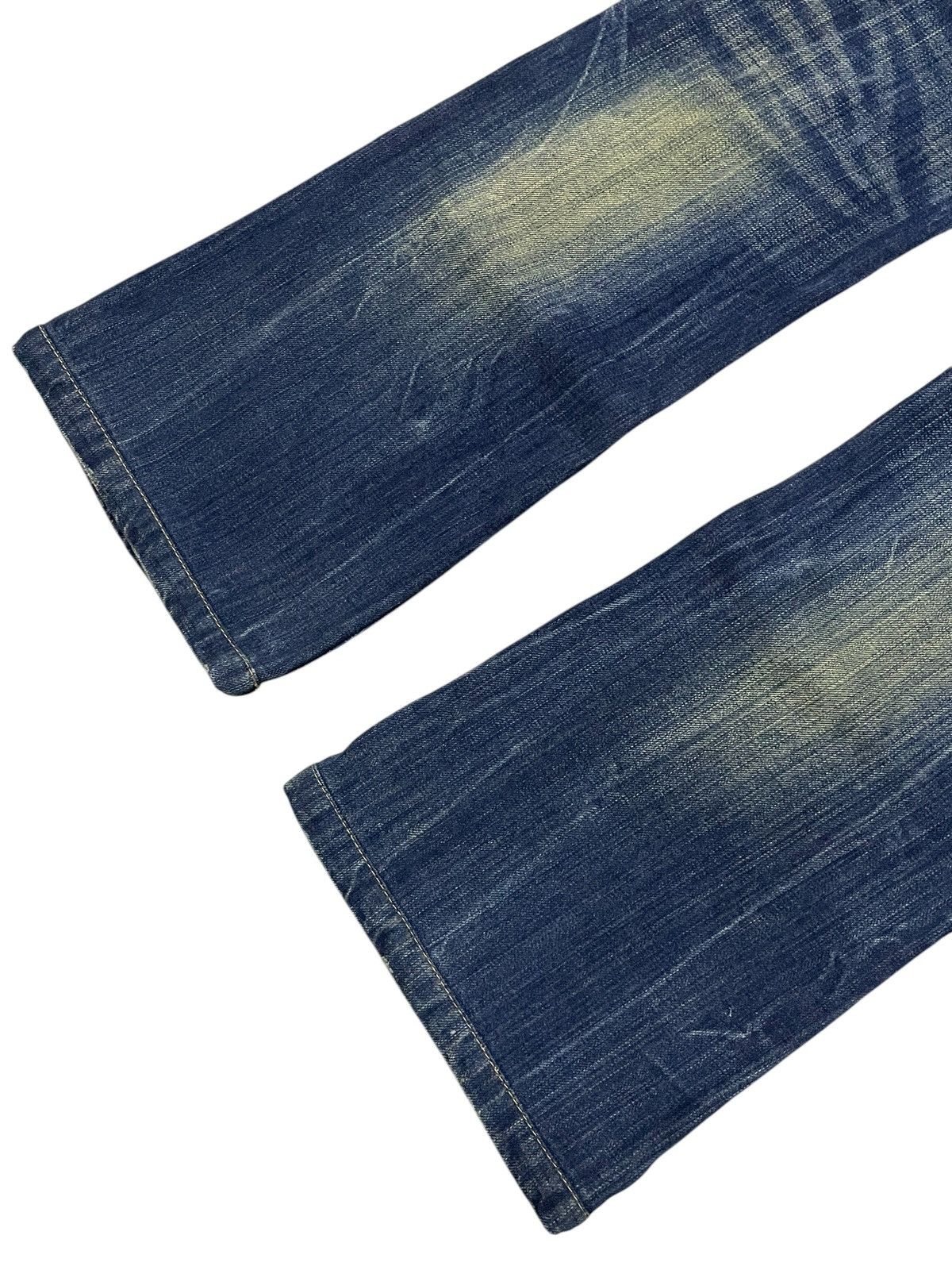 Japanese Brand × LOWBOX × semanticdesign Red Pepper Japan Leather Feather Wings Mud Wash Flare Jeans Size US 30 / EU 46 - 19 Thumbnail