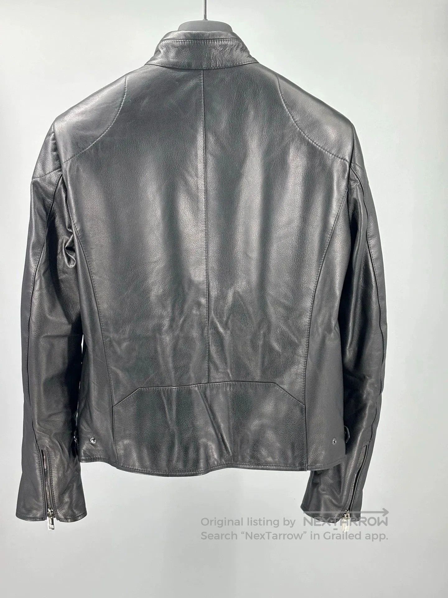 Emporio Armani black leather men's jacket from bally. Size US M / EU 48-50 / 2 - 5 Thumbnail