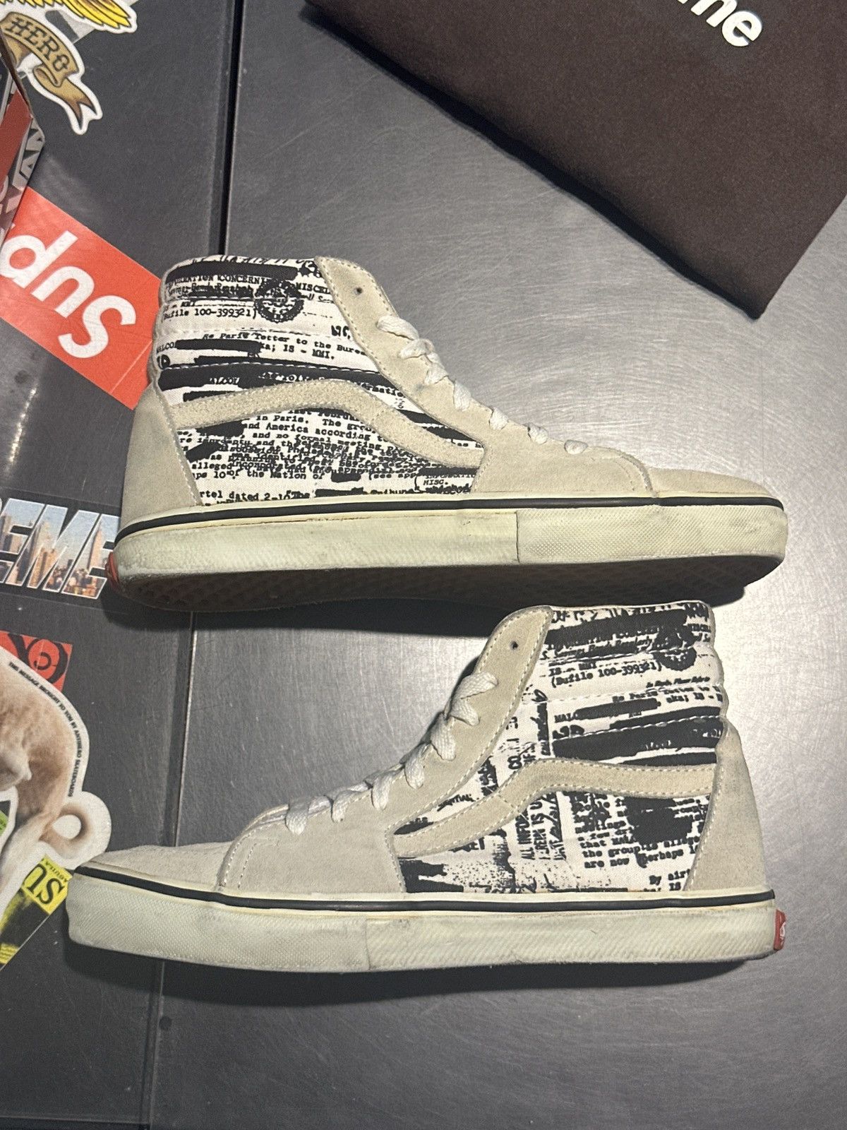 image of Supreme 2004 Fbi Sk8 Hi Vans Cream 9 Shoes in Black/Cream, Men's