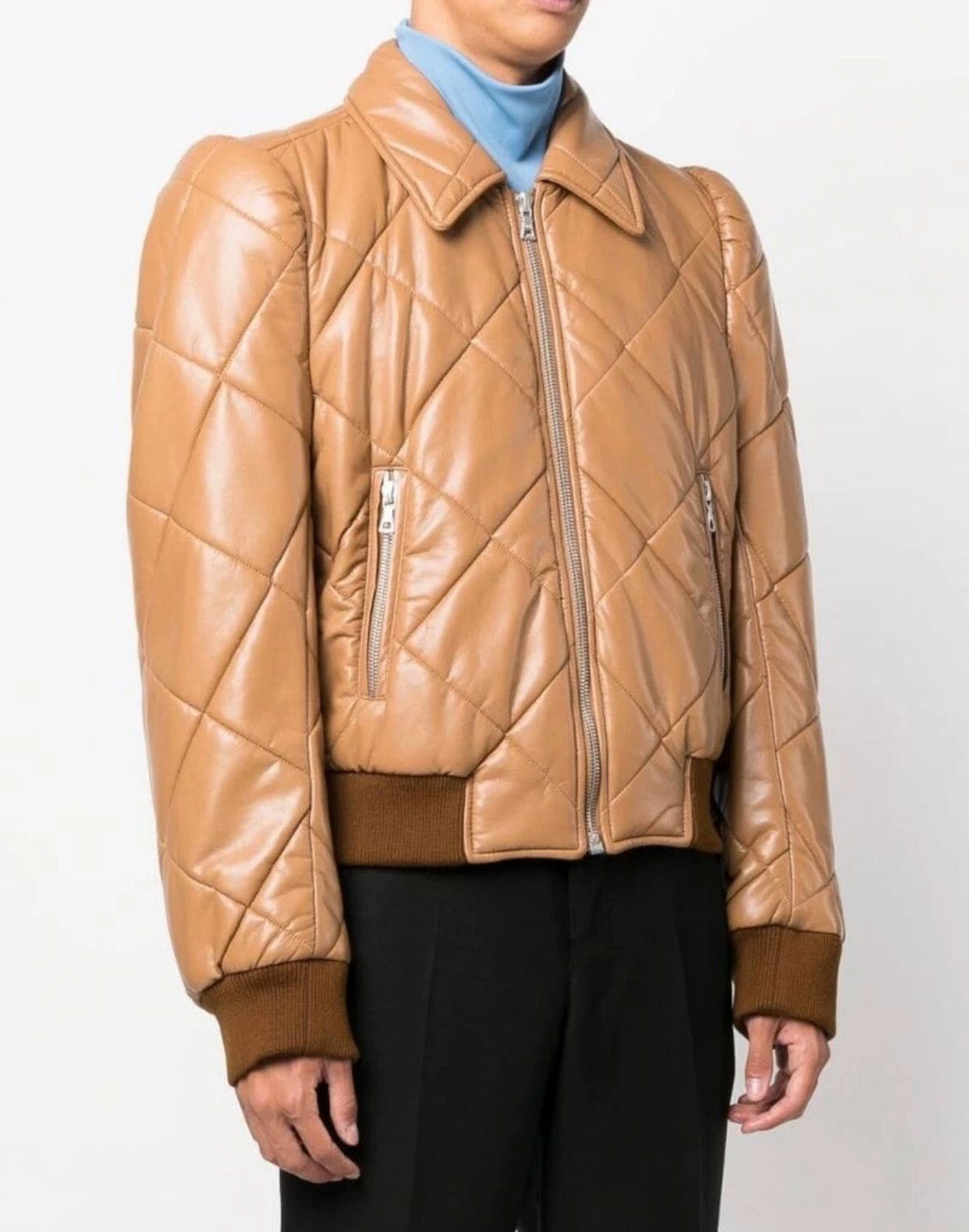 Dries Van Noten Quilted Leather Jacket with Diamond Stitch, Multi, S Size US S / EU 44-46 / 1 - 1 Preview