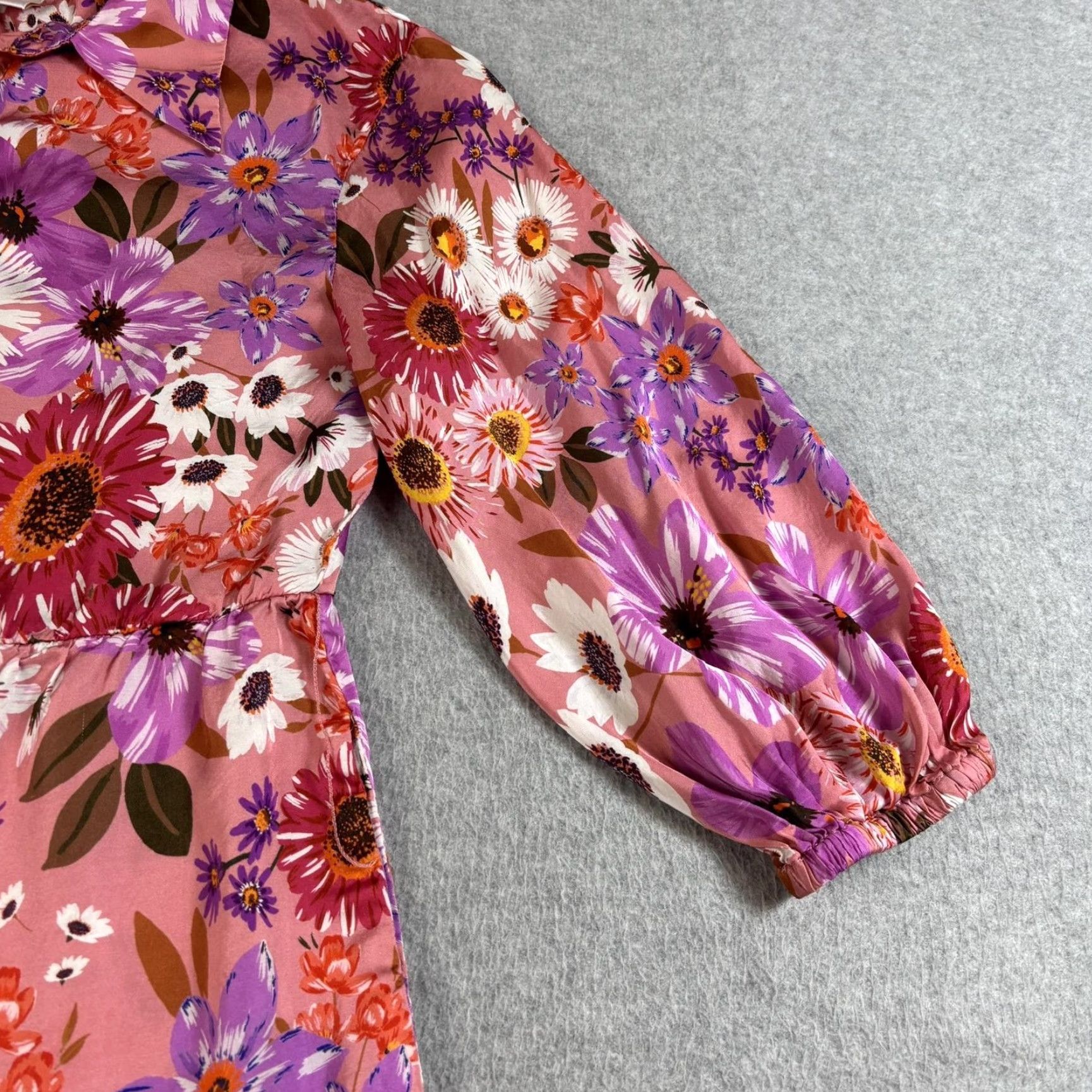 Vintage Rachel Parcell Dress Women 6 Pink Floral Button Ruffle Boho Tiered Art Shirt Dress Puff Sleeve Collared Mockup Size M / US 6-8 / IT 42-44 - 7 Thumbnail