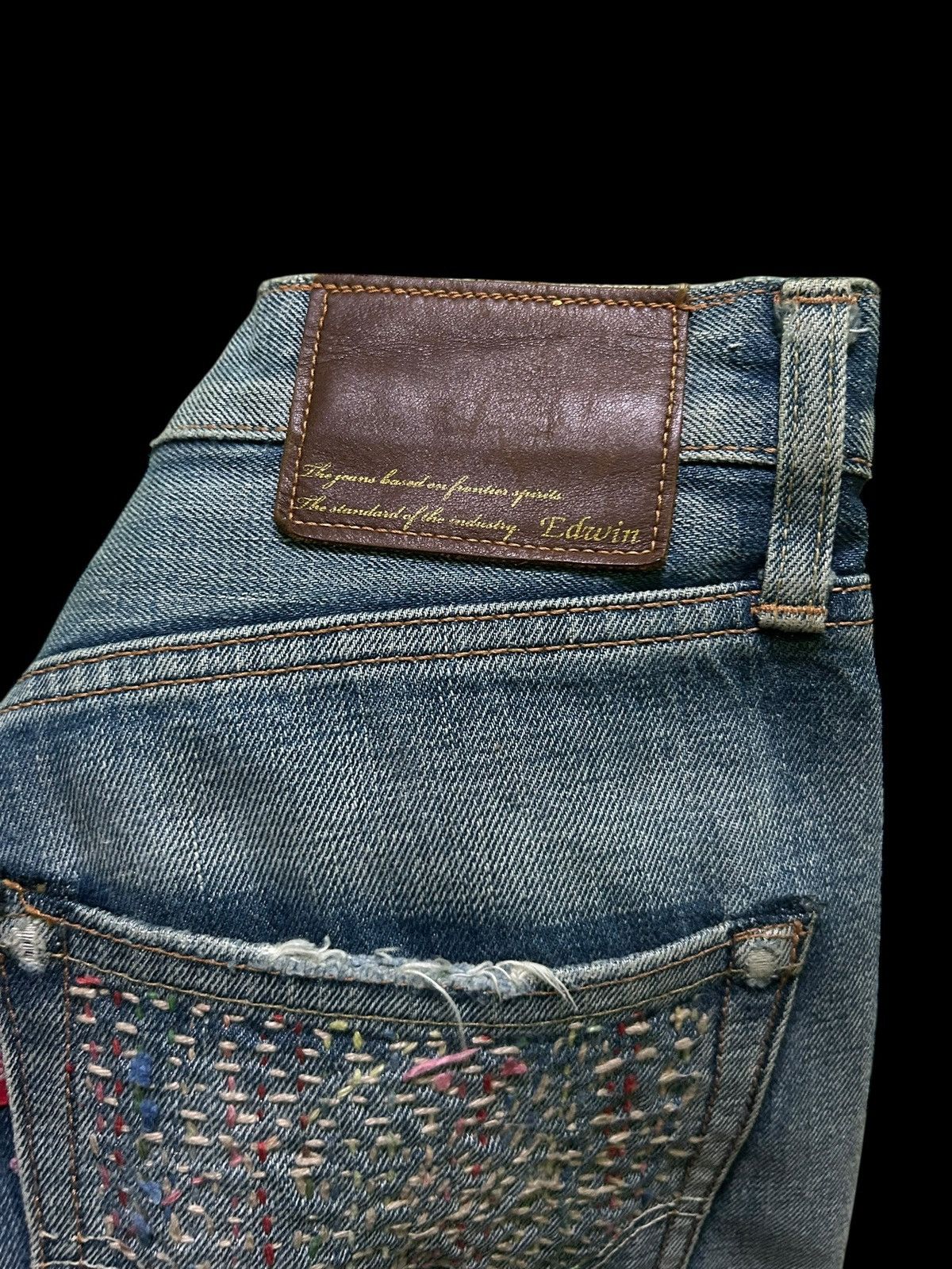 Edwin × Kapital × Vintage 🔥 VINTAGE EDWIN SELVEDGE DISTRESSED CUSTOM MADE DENIM JEANS Size US 34 / EU 50 - 15 Thumbnail