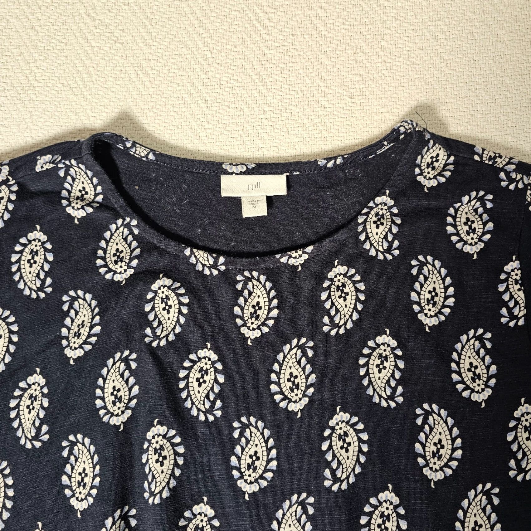 J. Jill VINTAGE J. Jill Cotton Blend Shirt Dress Women Medium Navy Blue Paisley Casual Pockets 90s Size M / US 6-8 / IT 42-44 - 6 Thumbnail