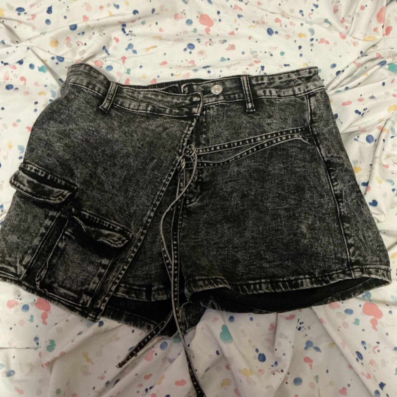Fashion Nova Black/ grey washed skort Size 30" / US 8 / IT 44 - 1 Preview
