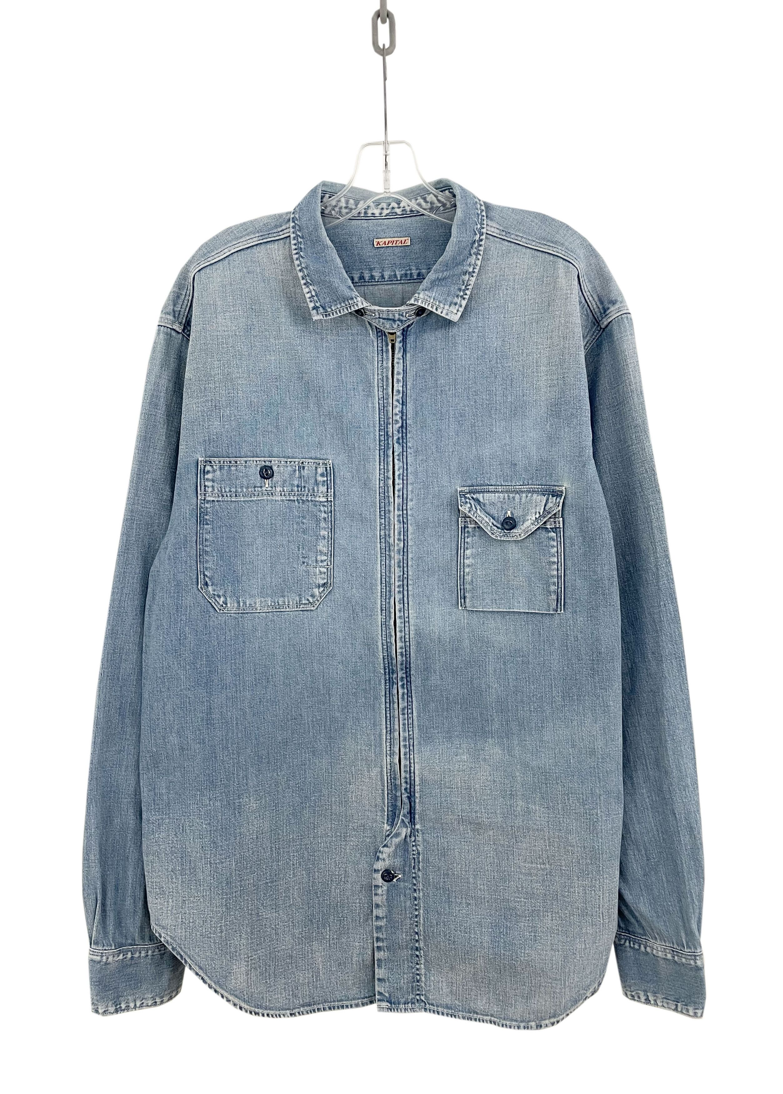 Kapital Zip Denim Shirt Size US XL / EU 56 / 4 - 1 Thumbnail