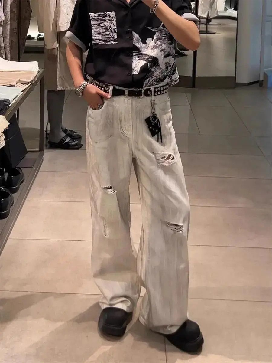 Japanese Brand Hip hop loose ripped jeans Size US 32 / EU 48 - 3 Thumbnail