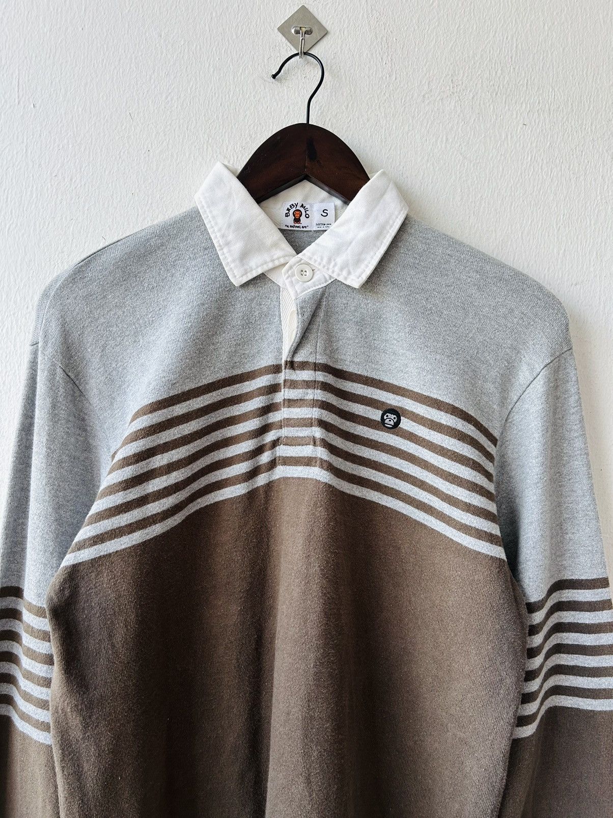 Bape Baby Milo Logo Brown Stripe Long Sleeve Size US S / EU 44-46 / 1 - 1 Thumbnail