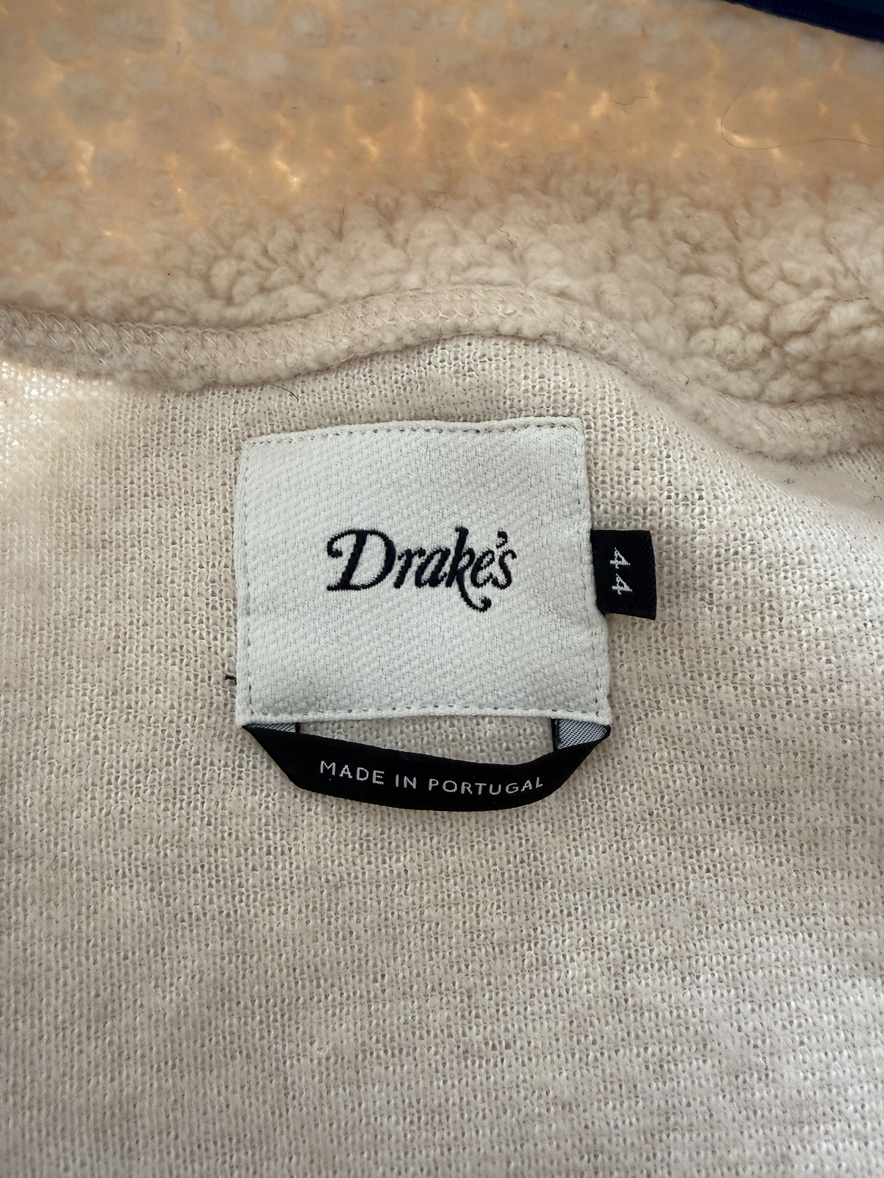 Drake's Drake's Ecru Boucle Wool Zip Fleece Jacket Size US XL / EU 56 / 4 - 5 Thumbnail