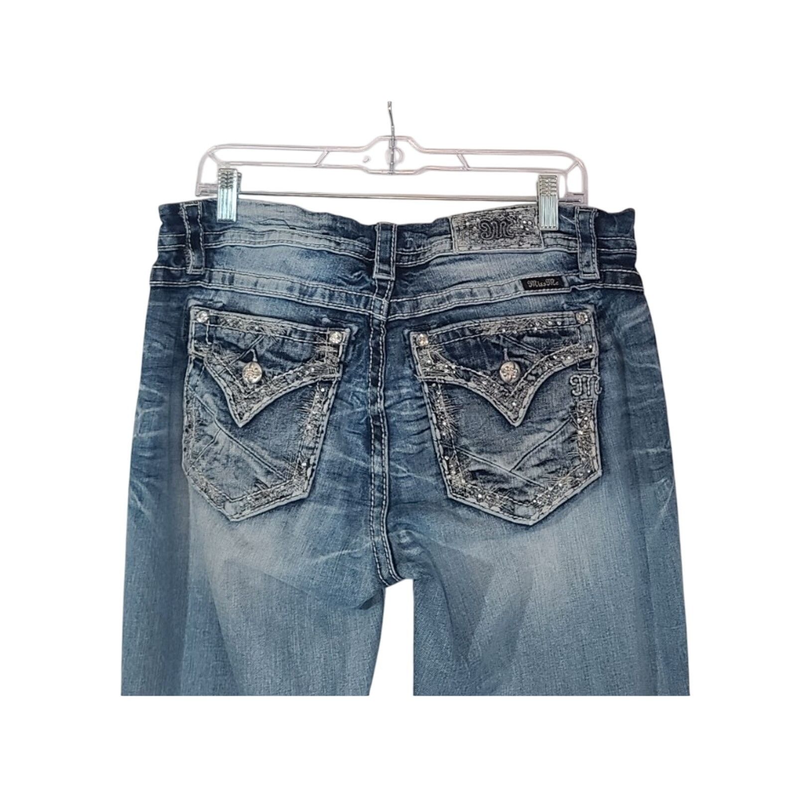 Miss Me Miss Me Y2K Mid-Rise Easy Boot Rhinestone Jeans 31 X 33 Size 31" - 2 Thumbnail