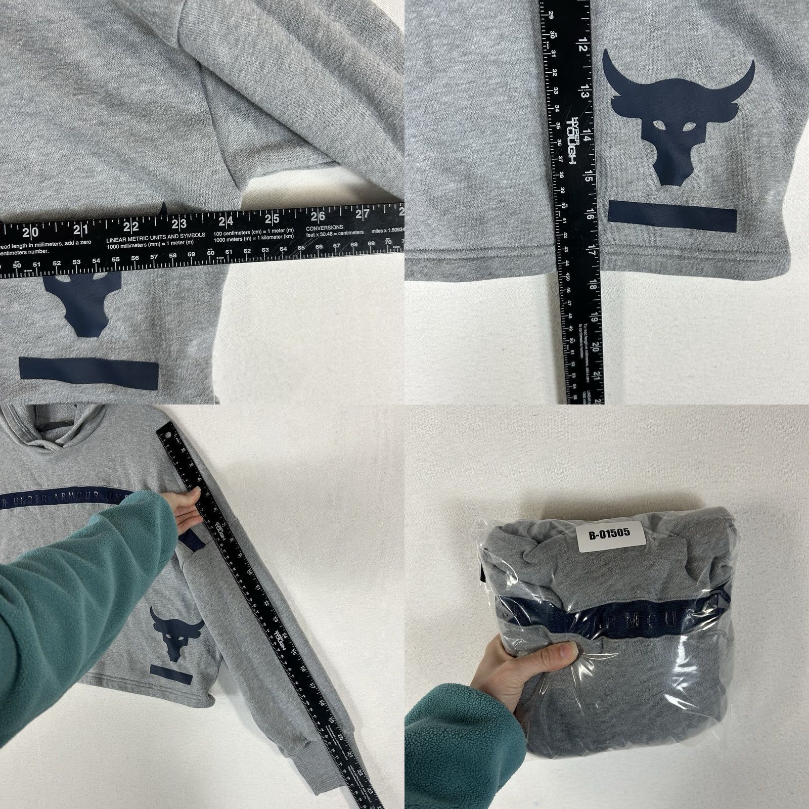 Under Armour Under Armour Project Rock Hoodie Womens S Gray Pullover Zipless Knit Logo Fringe Hooded Relaxed Pullover Sweatshirt Outdoor Sports Size S / US 4 / IT 40 - 8 Thumbnail