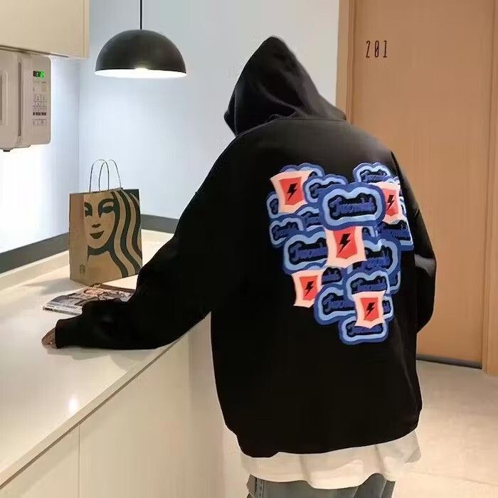 image of Vintage Black Graphic Hoodie, Men's (Size Large)