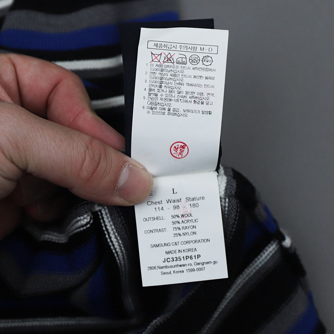 Juun.J Striped Knit Polo Size US L / EU 52-54 / 3 - 5 Thumbnail