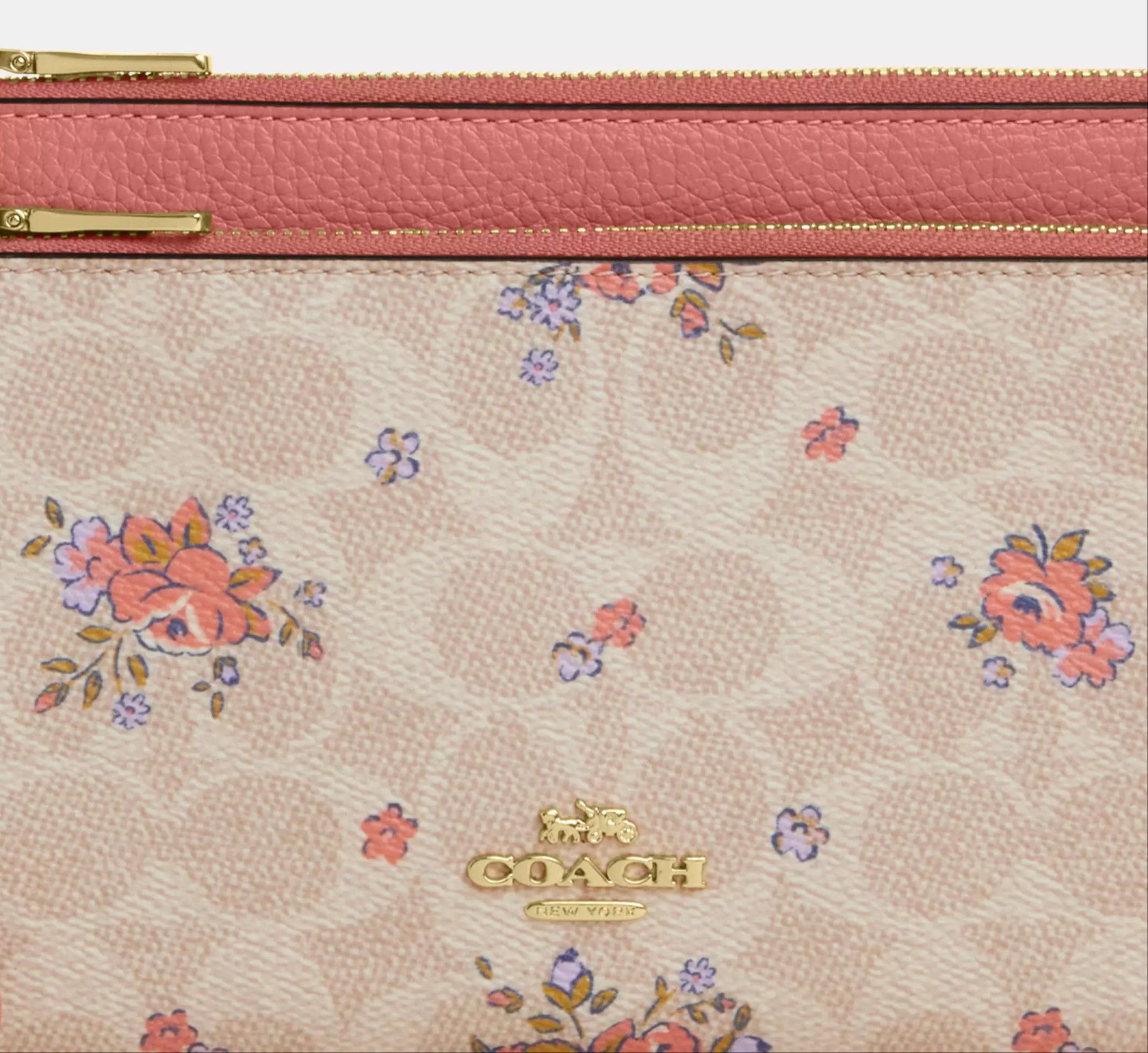 Coach Double Zip Wallet In Signature Canvas With Floral CAY49 Size ONE SIZE - 8 Thumbnail