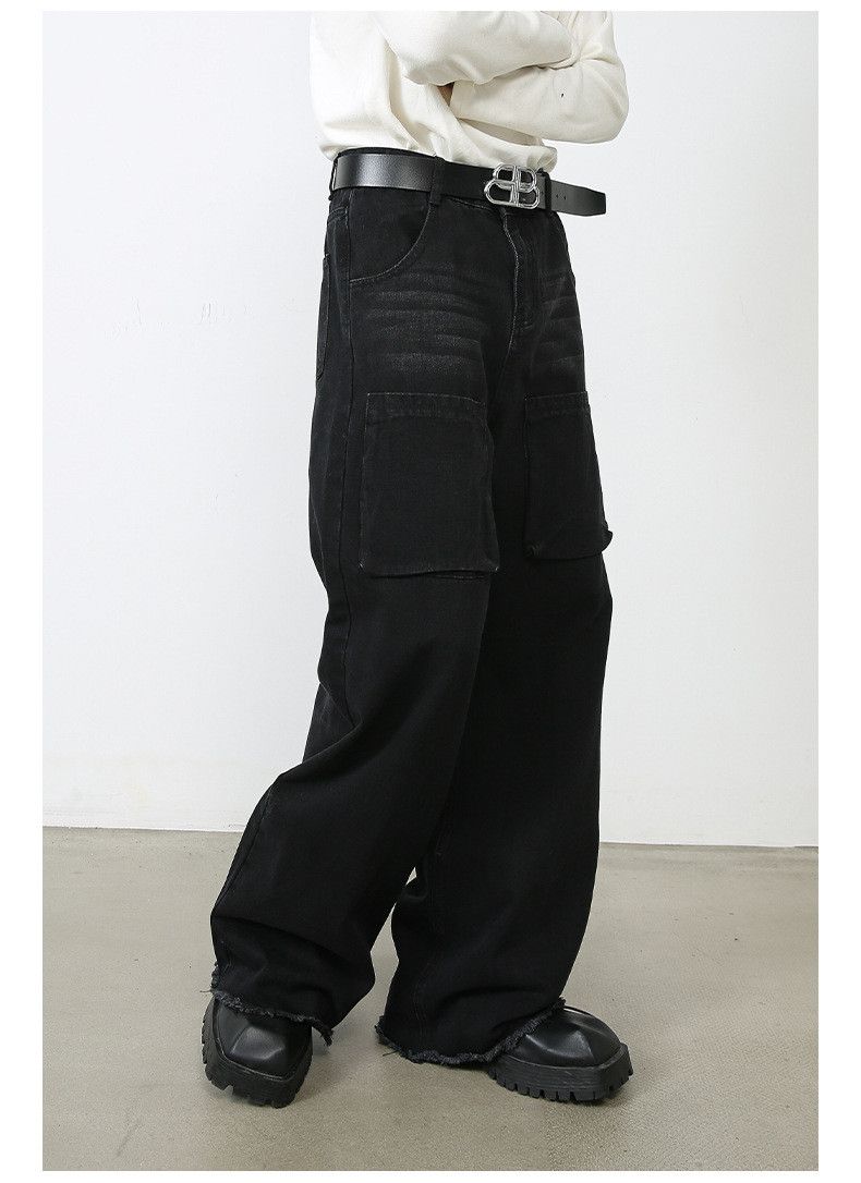 Japanese Brand Japanese black loose straight wide-leg cargo jeans Size US 32 / EU 48 - 4 Thumbnail