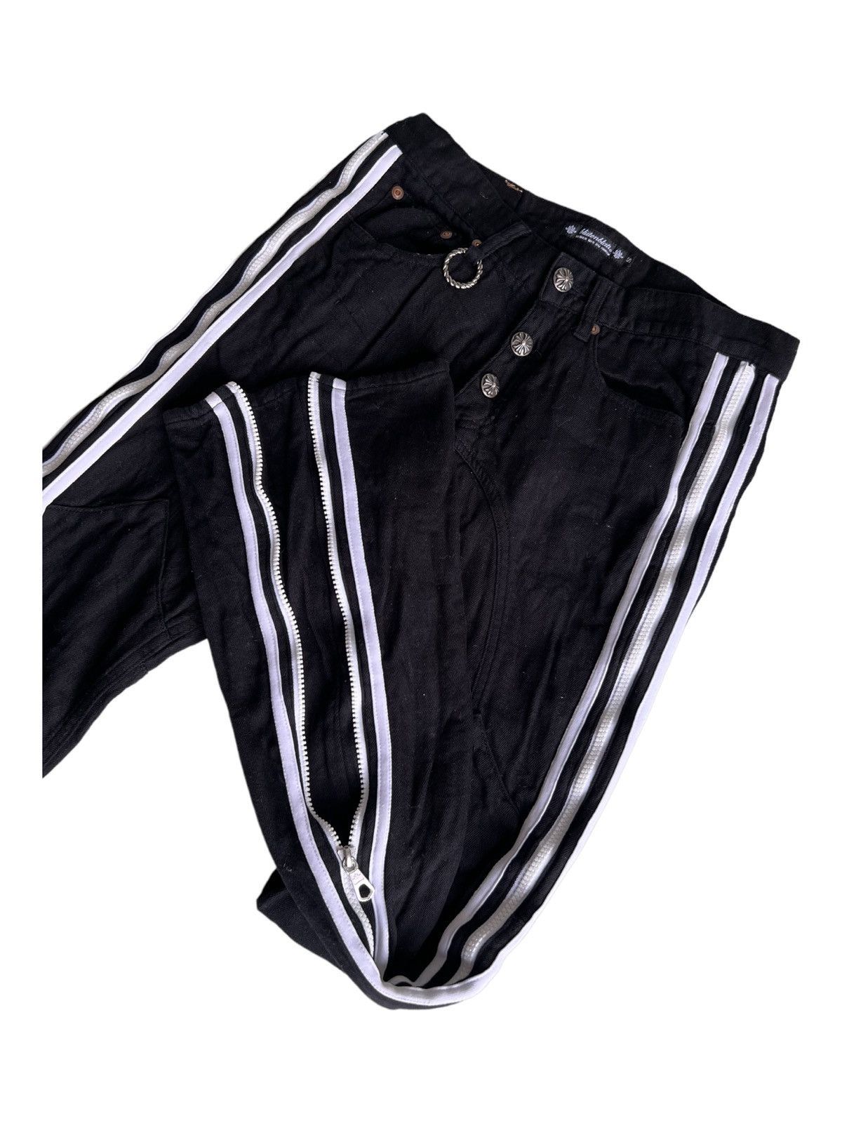 BUFFALO BOBS Bluttenblatt 🇯🇵 Flare Zip Hem CH Silver Button Goth Pants Size US 30 / EU 46 - 1 Thumbnail