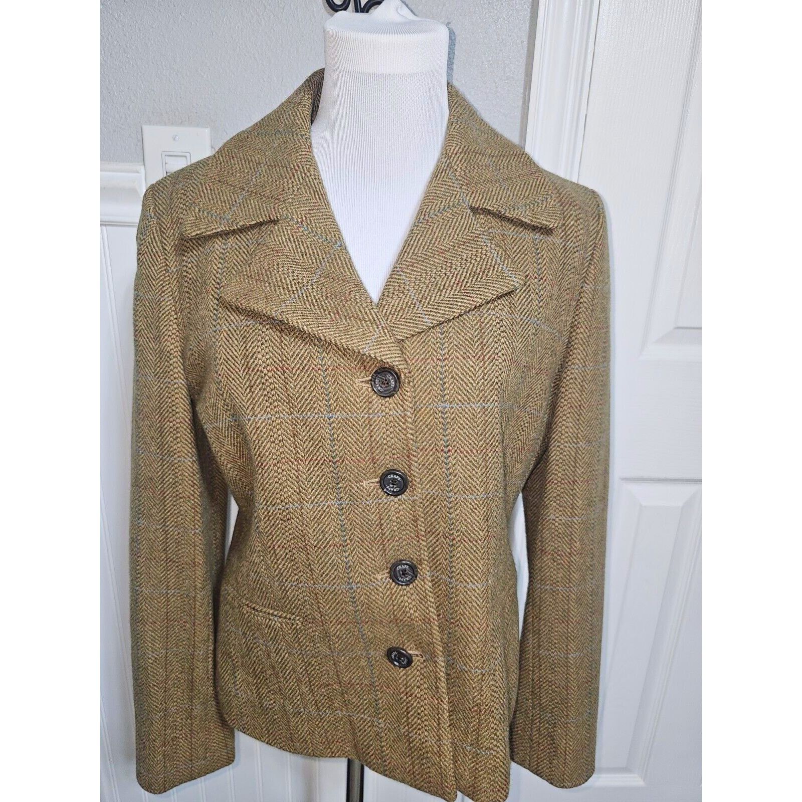 Chaps CHAPS Womens Wool Blend Brown Tweed Blazer/Jacket Size L Size L / US 10 / IT 46 - 1 Thumbnail