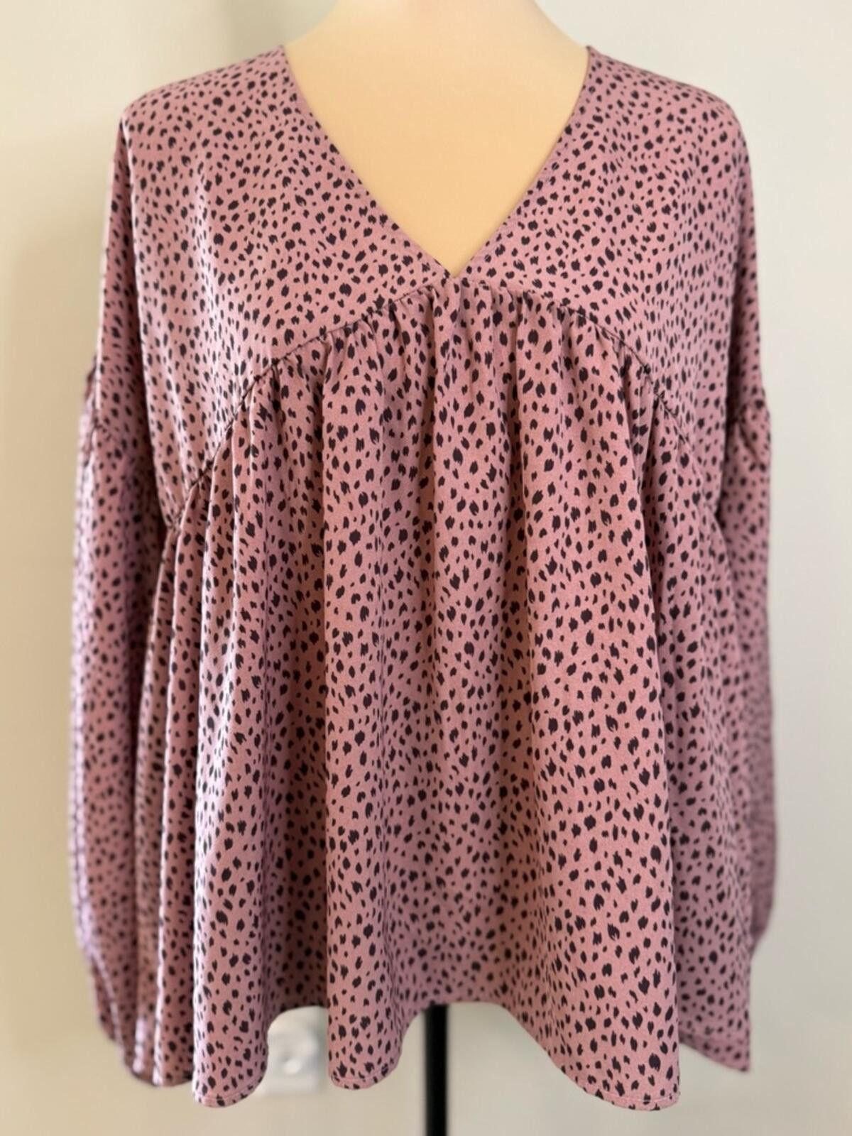 Other Glam peplum top rusty pink & black leopard print SZ SM Size S / US 4 / IT 40 - 1 Thumbnail