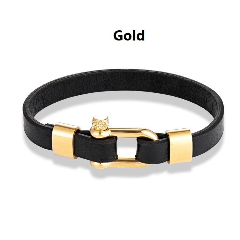 Other U shape Leather Bracelet Screw Shackle Cuff Gift For Him Size ONE SIZE - 9 Thumbnail