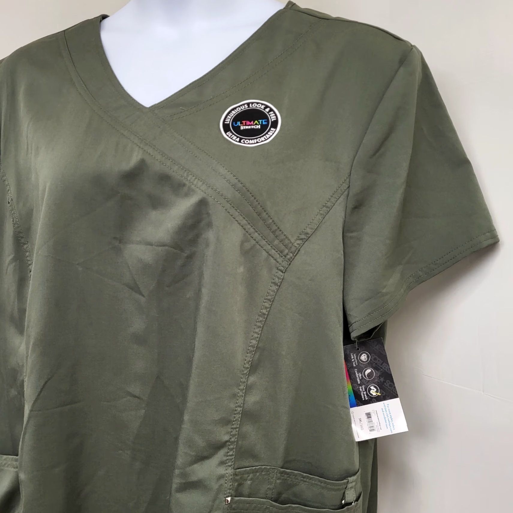 Vintage NWT Scrubstar Ultimate Scrubwear Mock Wrap Top Women's Size 3X Golden Moss Scrubwear Solid Polyester Rayon Spandex Size XXL / US 16-18 / IT 52-54 - 2 Thumbnail