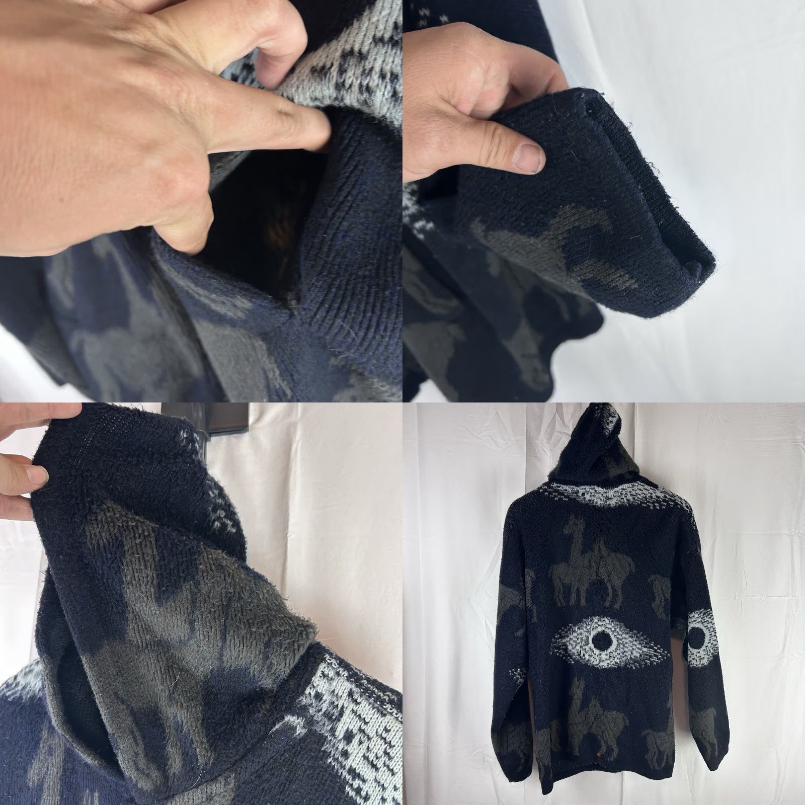 Vintage VINTAGE Tejidos Atahualpa Wool Aztec Sweater Mens Medium Blue Pockets Hooded Zipper Adjustable Buttons Knit Regular Fall Winter Sports Size US L / EU 52-54 / 3 - 8 Thumbnail