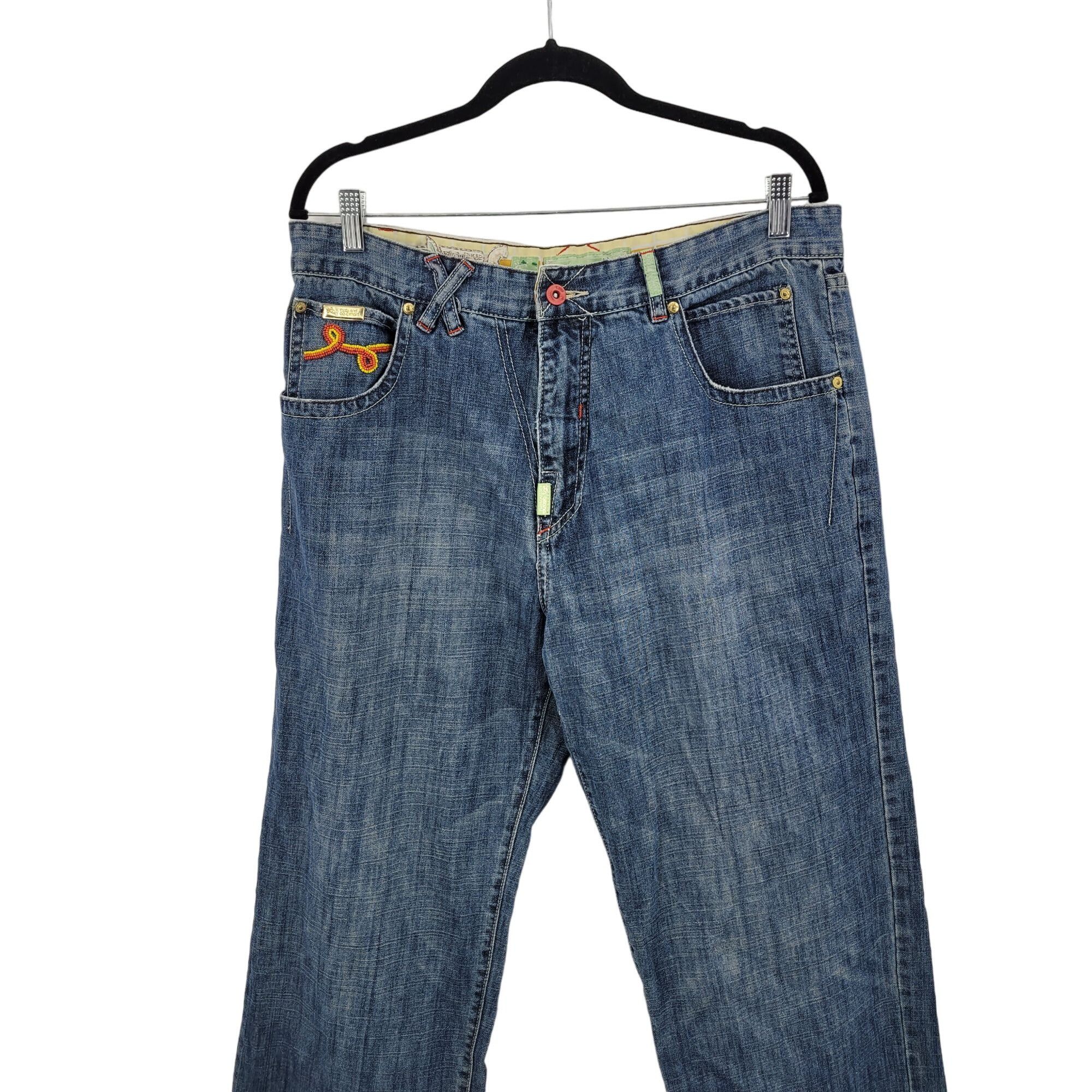 LRG Vintag High Waisted Sea Bead Embroidered Jeans 36 Blue Denim Size 36" / US 14 / IT 50 - 4 Thumbnail