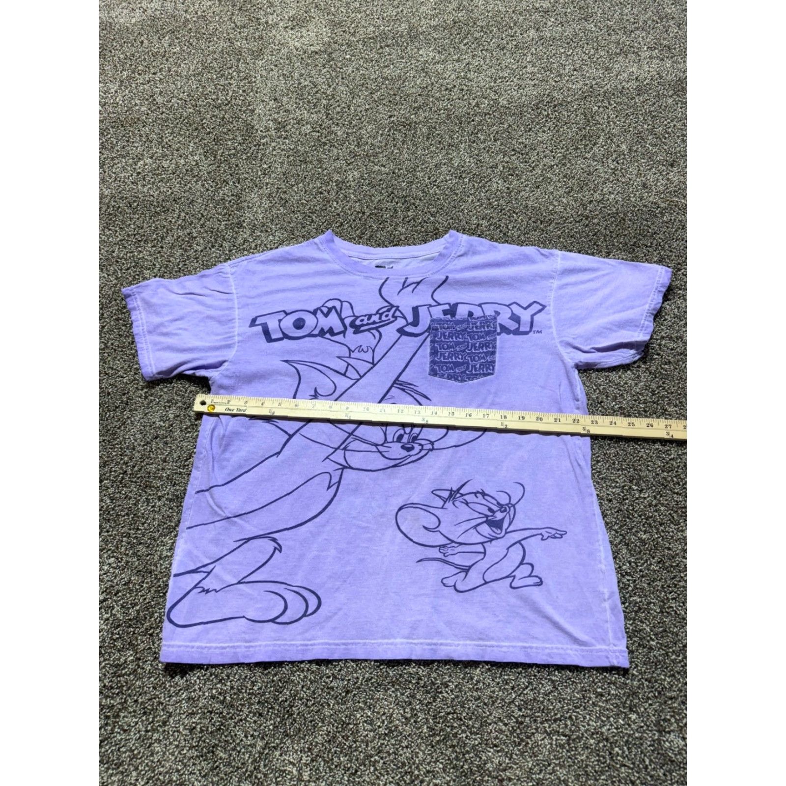 Vintage Tom & Jerry Mens Shirt T-Shirt Size L Purple Short Sleeve Crew Neck Cotton Size US L / EU 52-54 / 3 - 3 Thumbnail